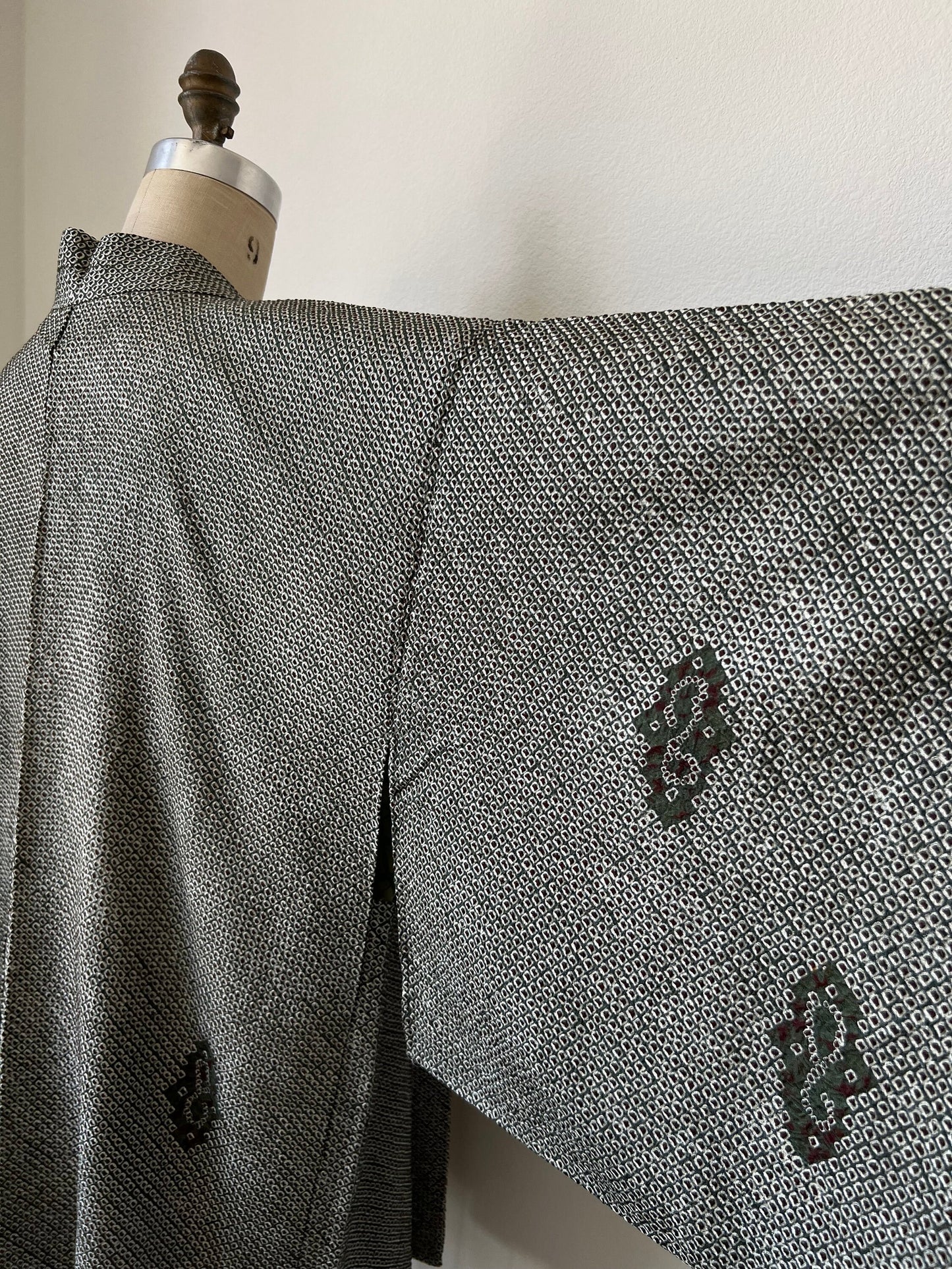 Vintage Haori Jacket Green Silk Kimono Japanese Jacket Shibori Vintage kimono Dark Green Tie Dyed Jacket