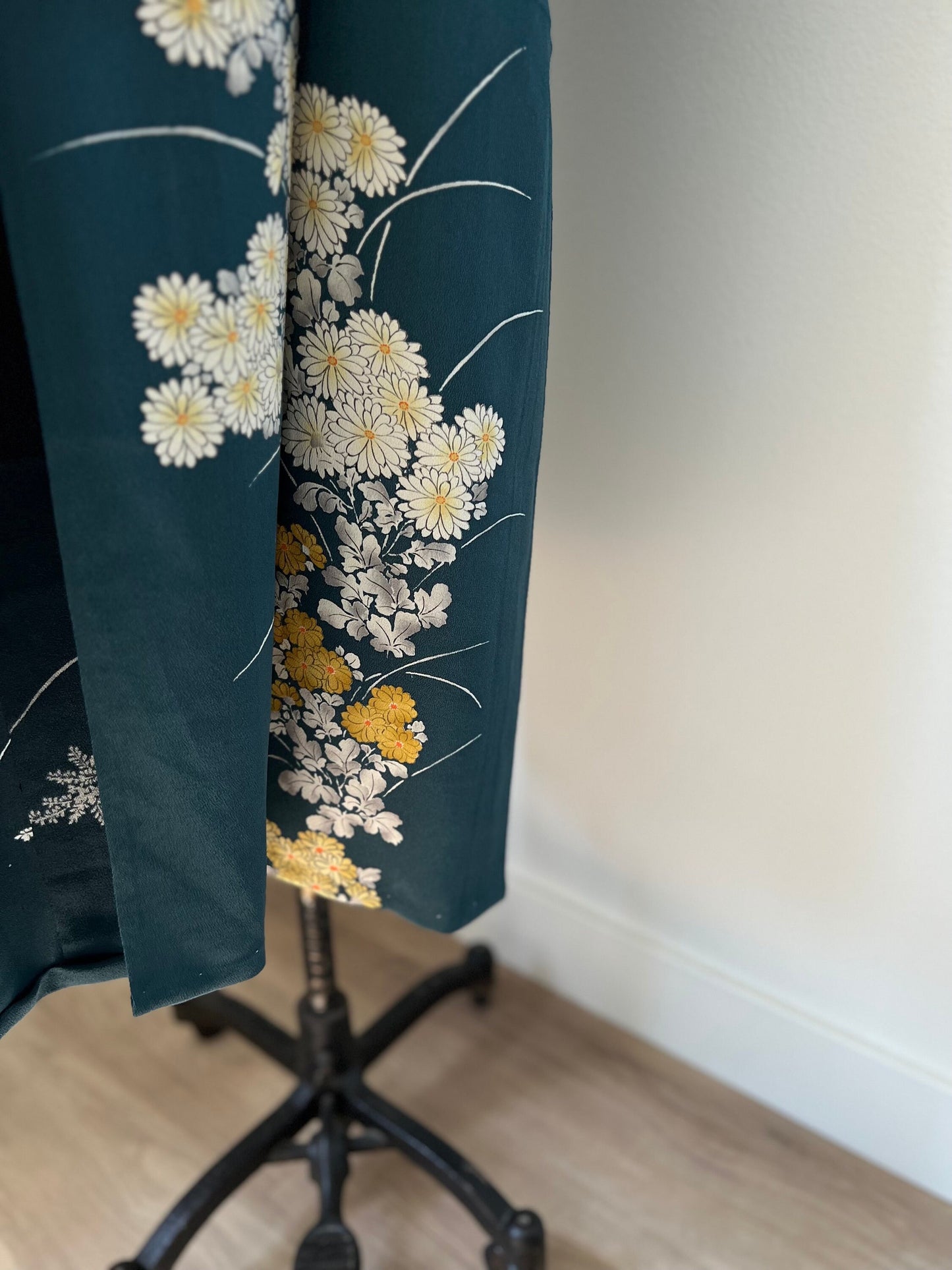 Antique Blue-Green Silk Hitoe Kimono