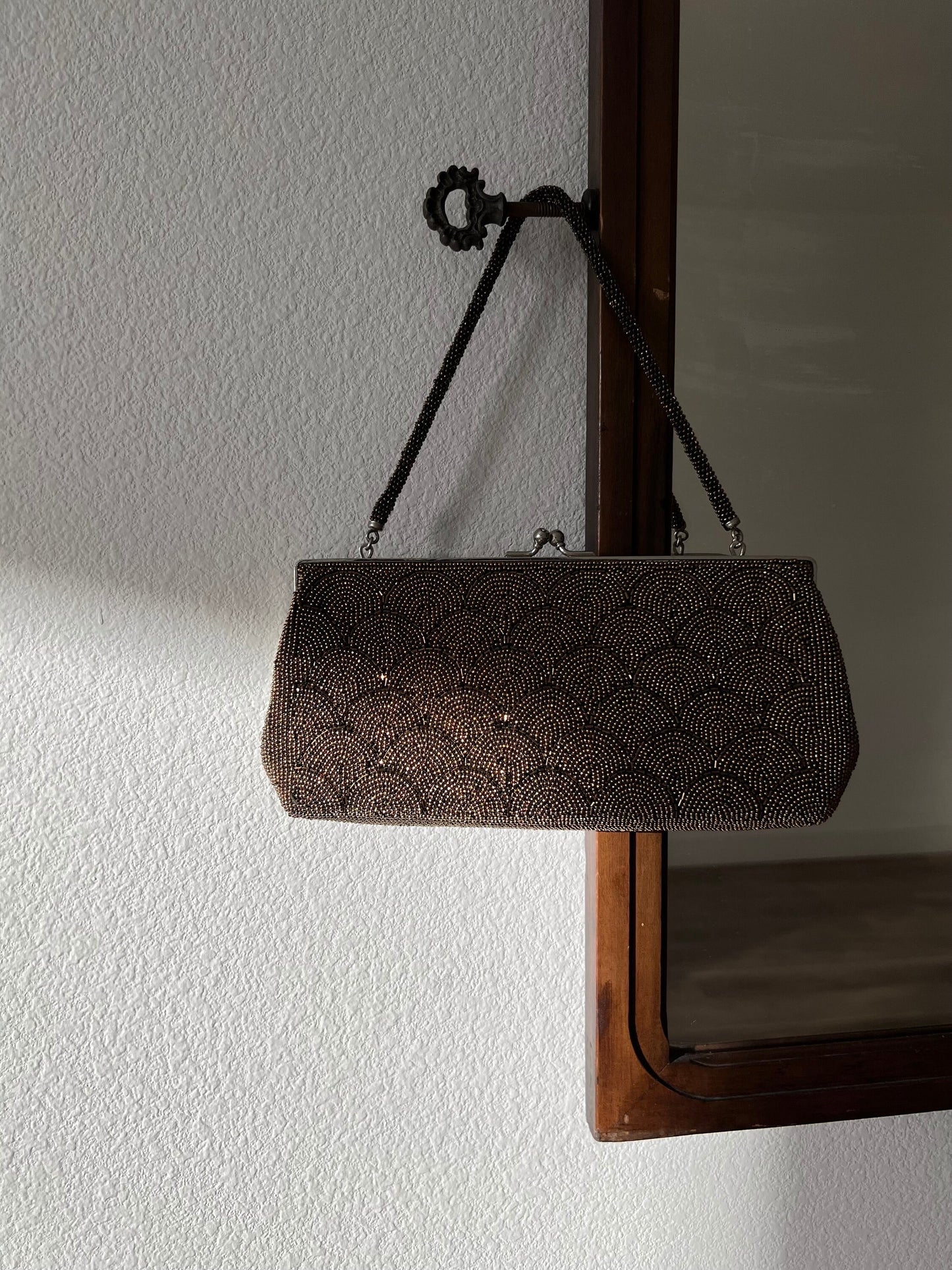 Vintage bronze beaded bag