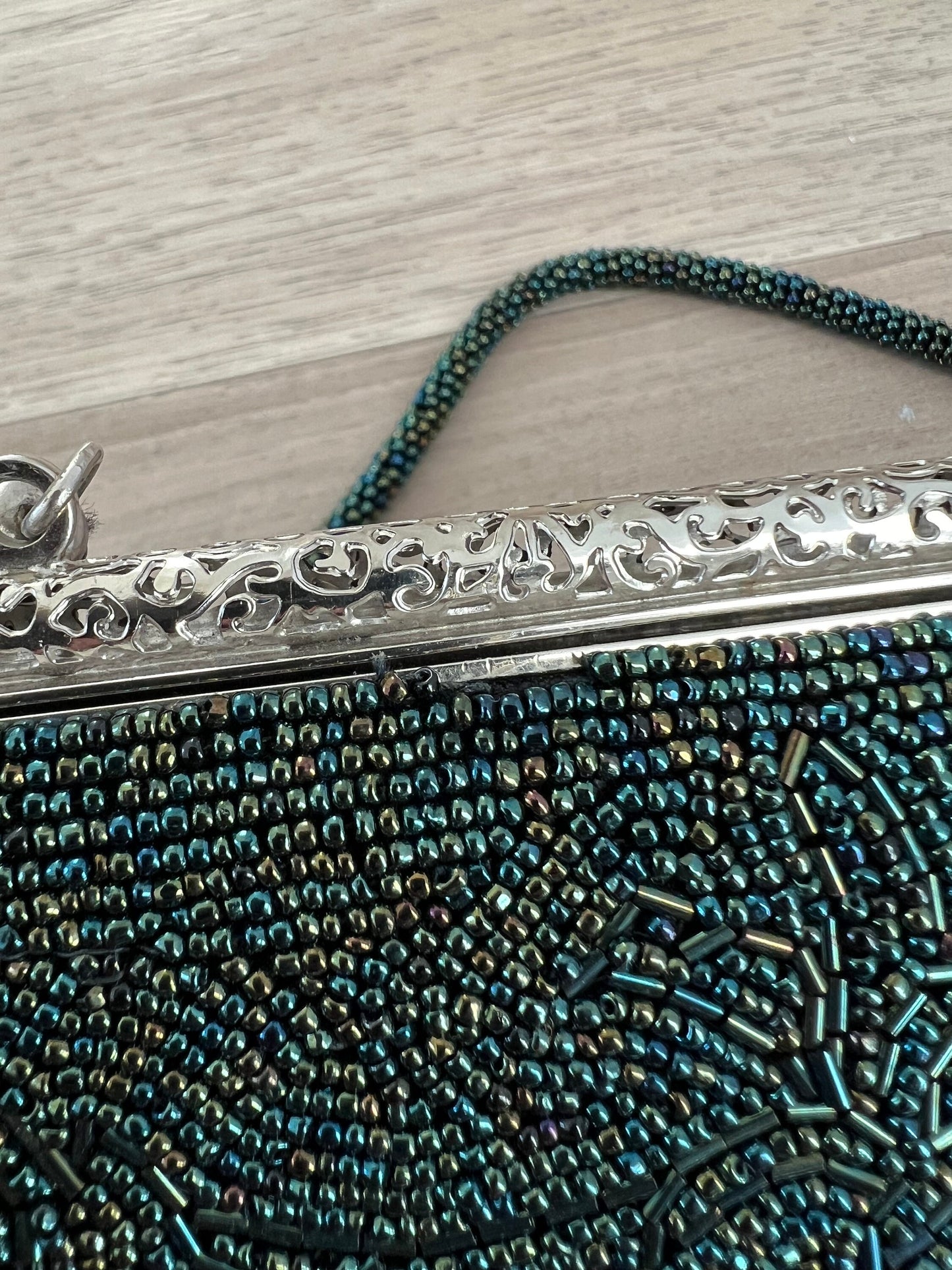 Vintage Japanese Green Beaded Bag