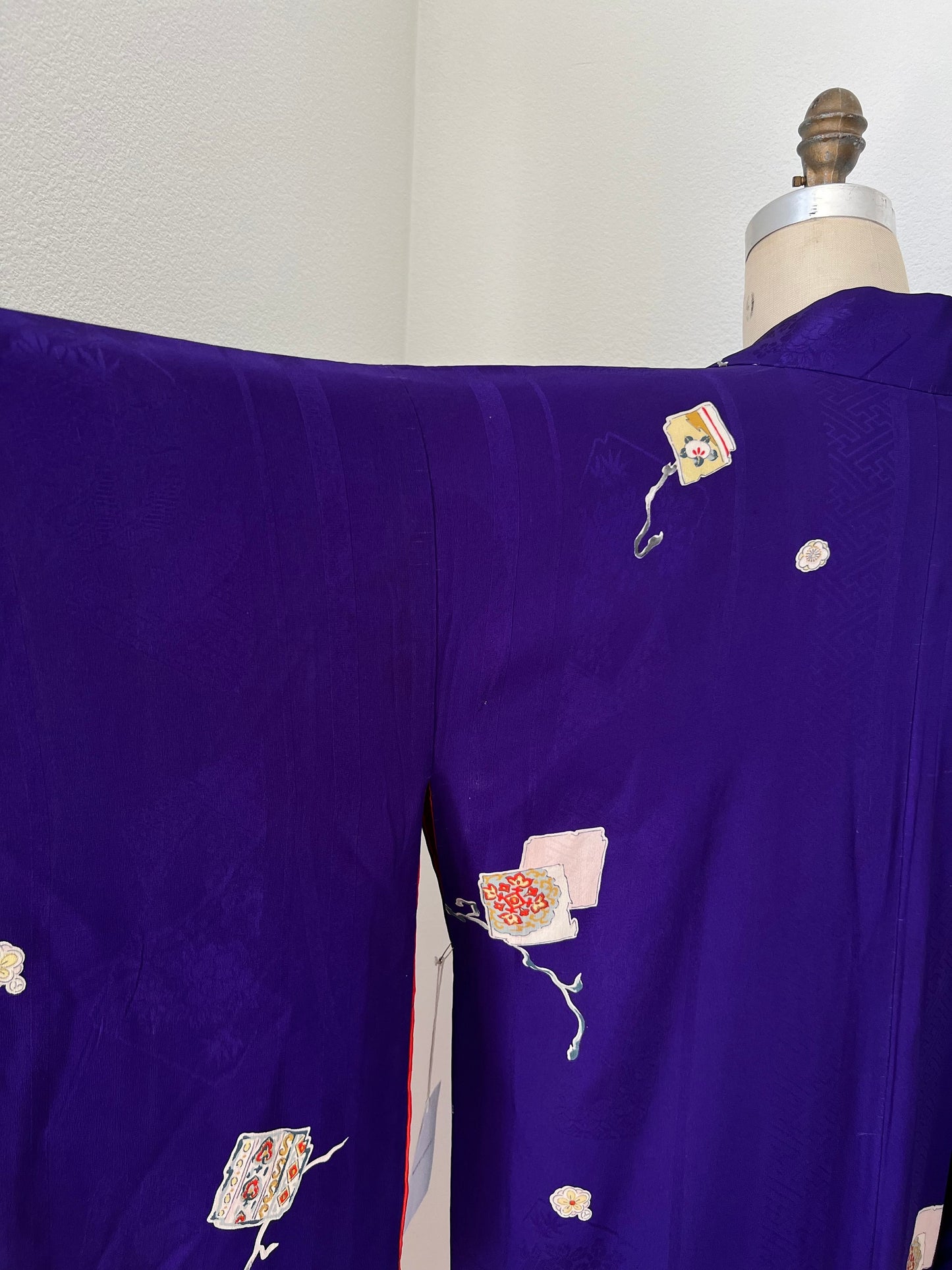Antique Purple Silk Kimono with Origami Pattern