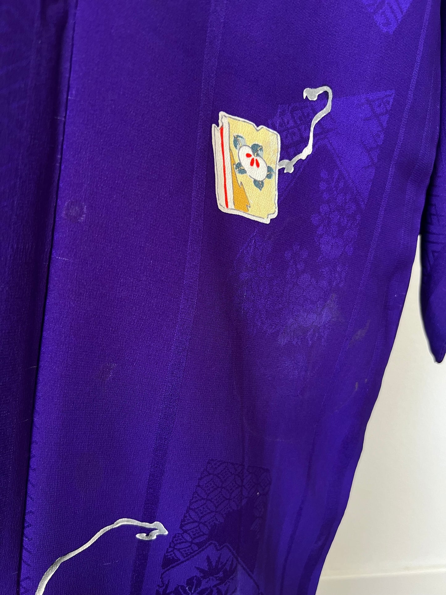 Antique Purple Silk Kimono with Origami Pattern