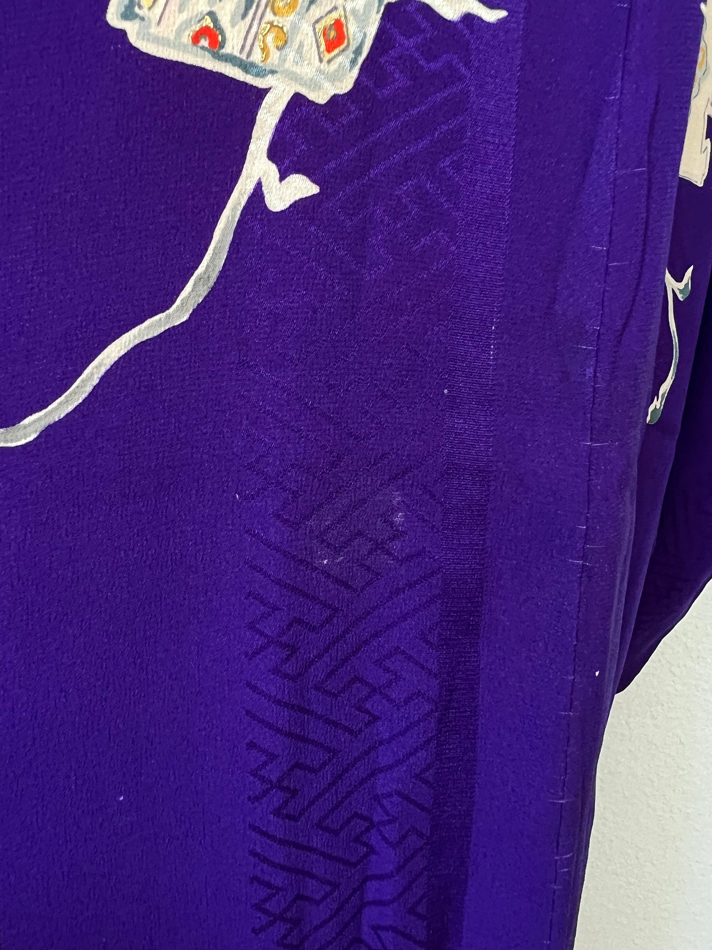 Antique Purple Silk Kimono with Origami Pattern