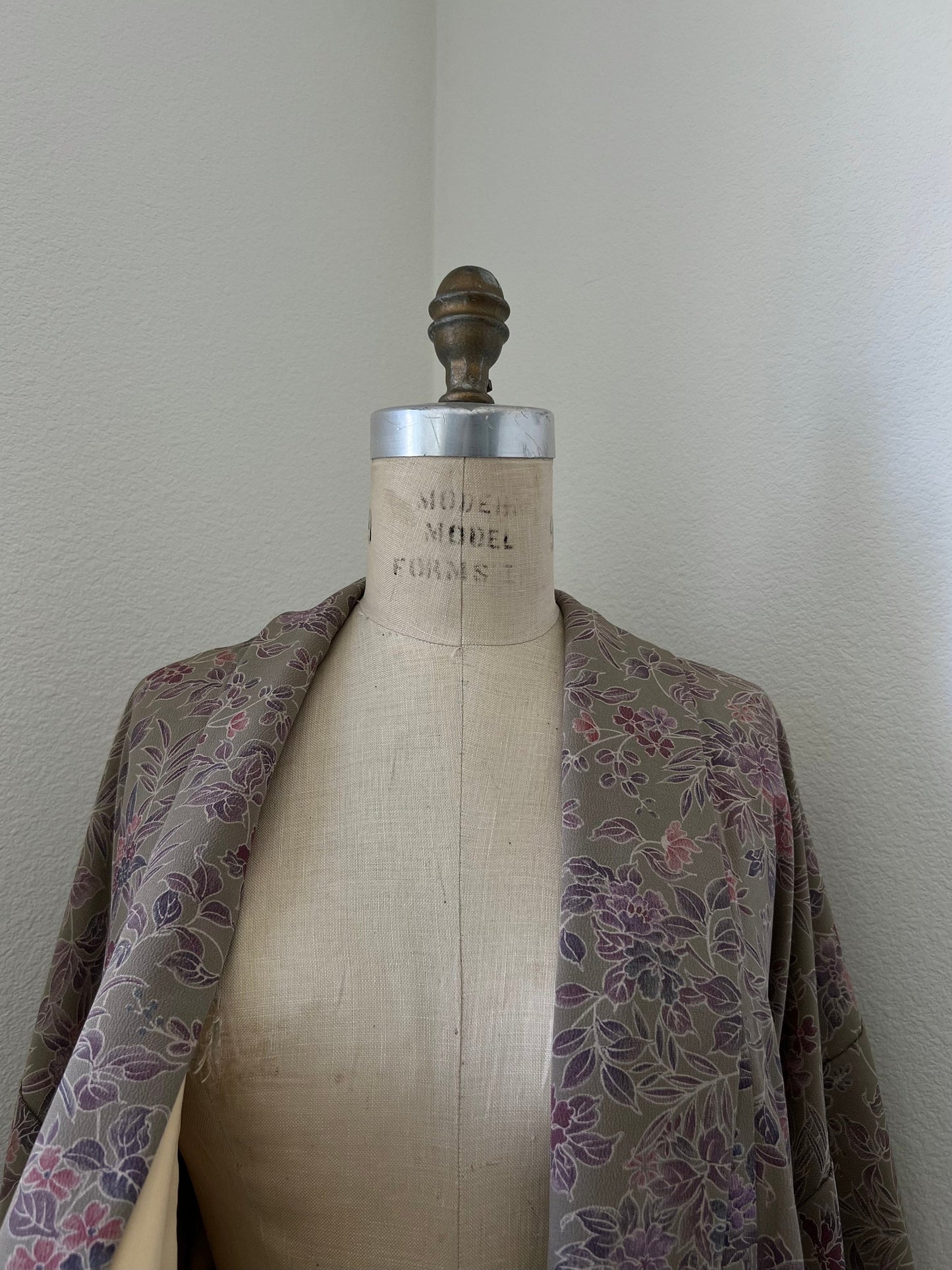 Antique Gray Silk Kimono