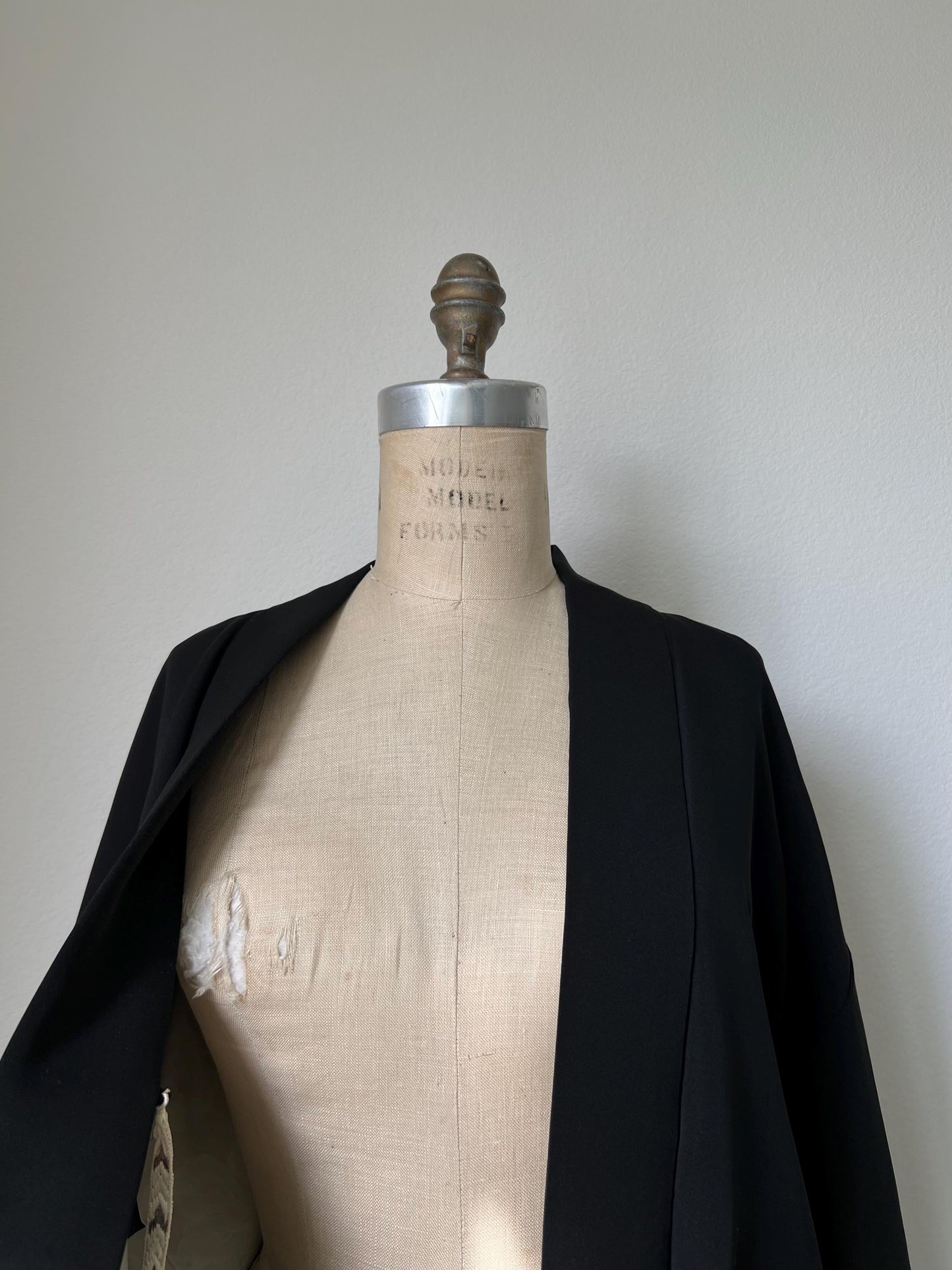 Antique Black Silk Haori | Chrysanthemum & Peony Embroidery