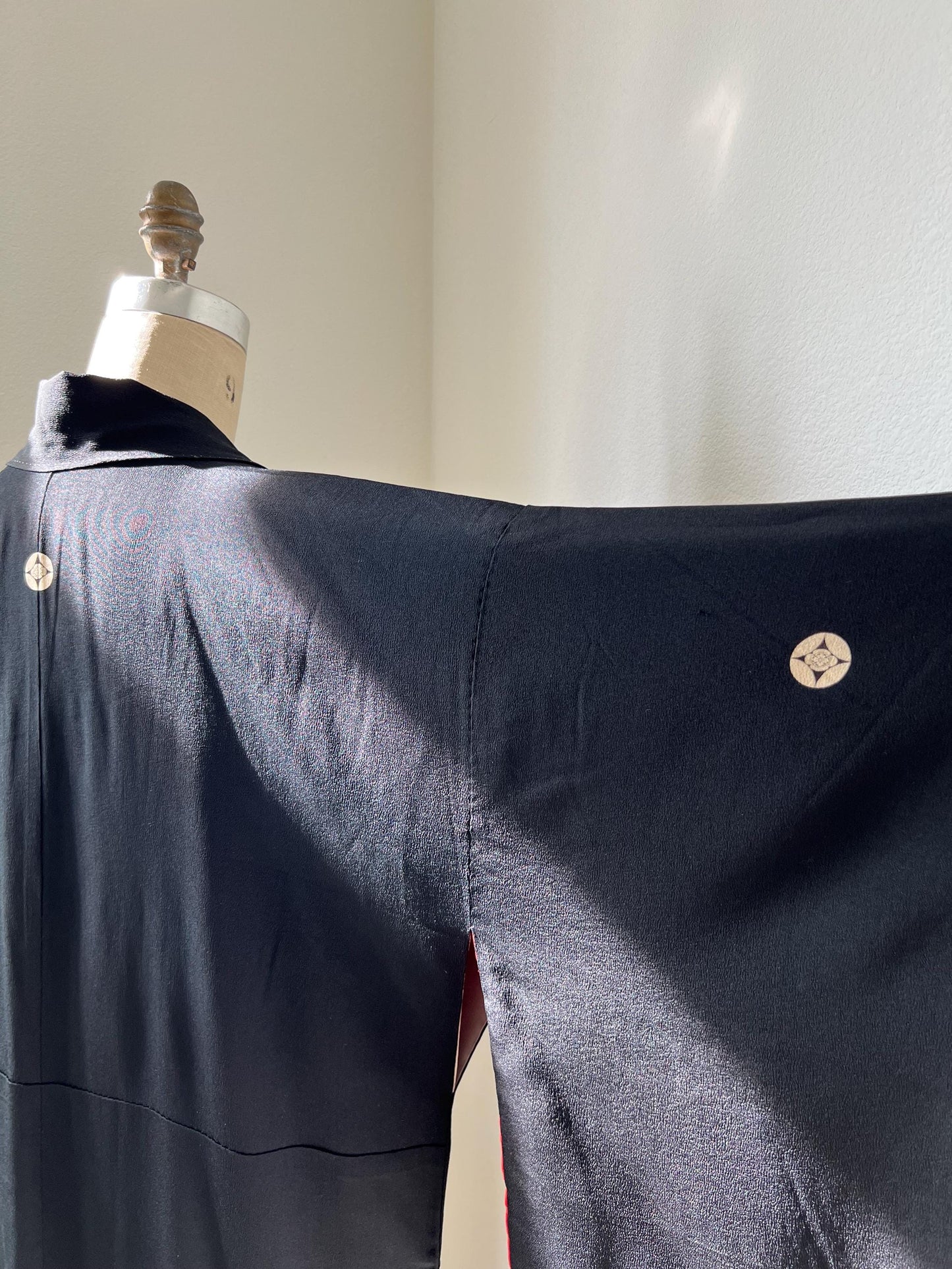 Antique Kurotomesode Kimono with crane pattern