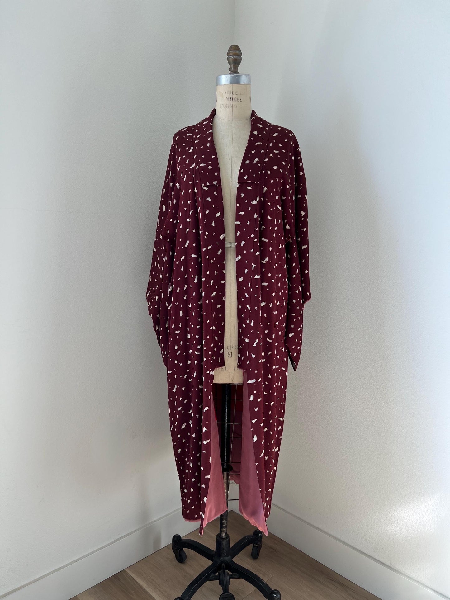 Antique Burgundy Silk Kimono