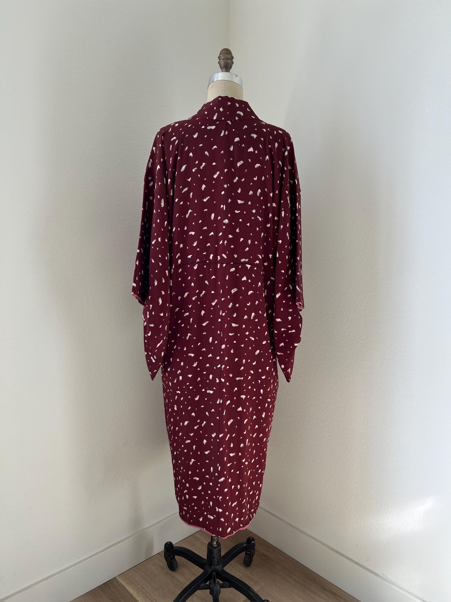 Antique Burgundy Silk Kimono