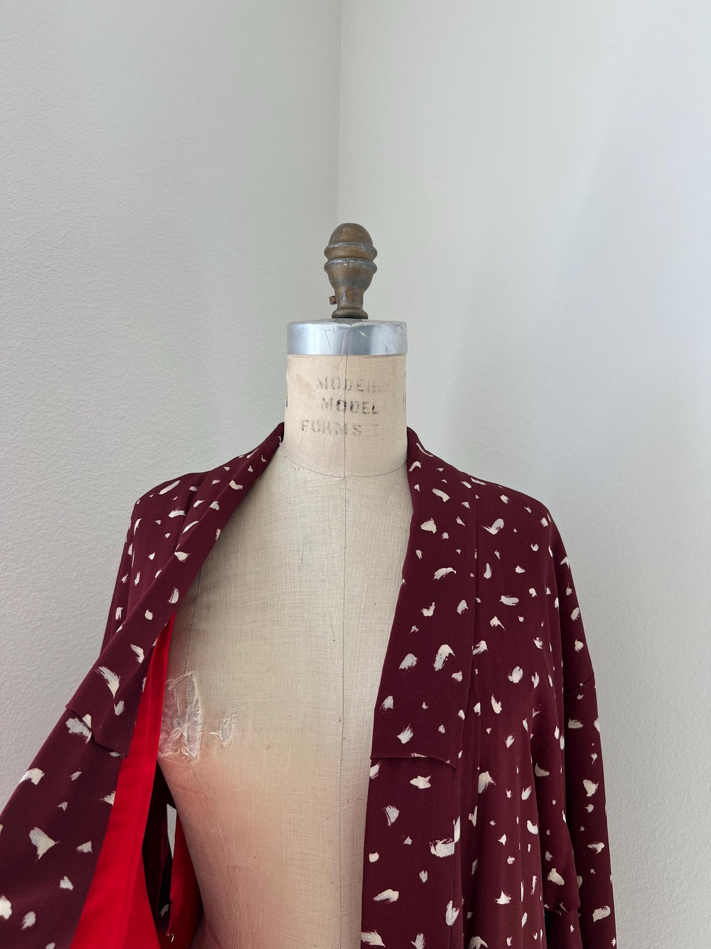 Antique Burgundy Silk Kimono