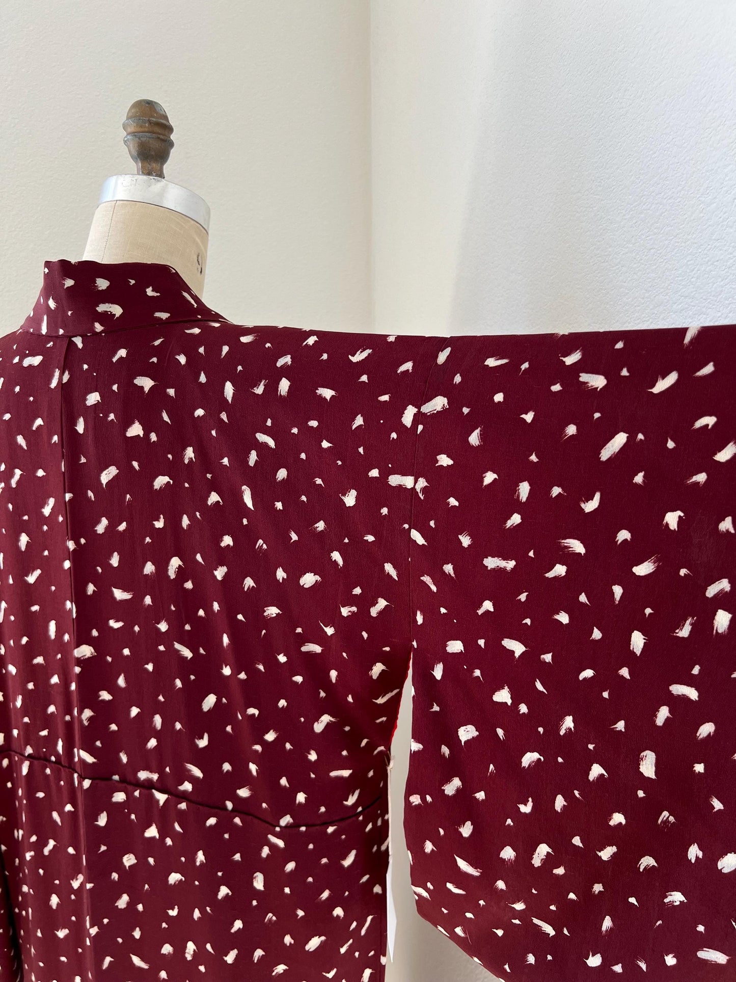 Antique Burgundy Silk Kimono
