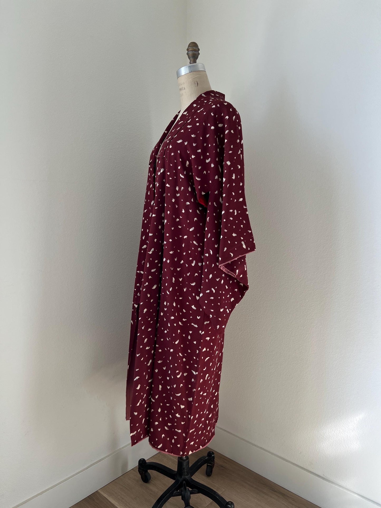 Antique Burgundy Silk Kimono