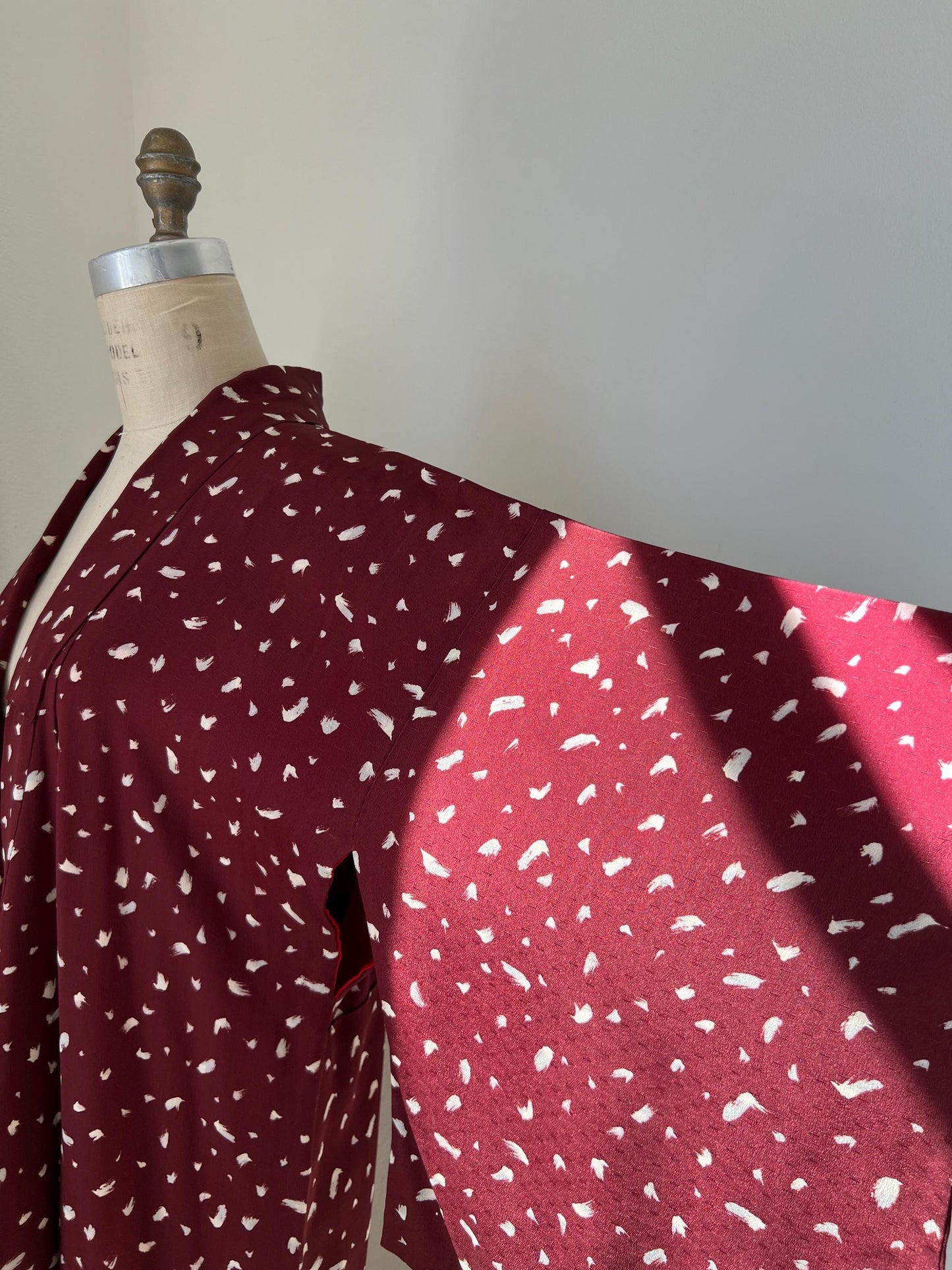 Antique Burgundy Silk Kimono
