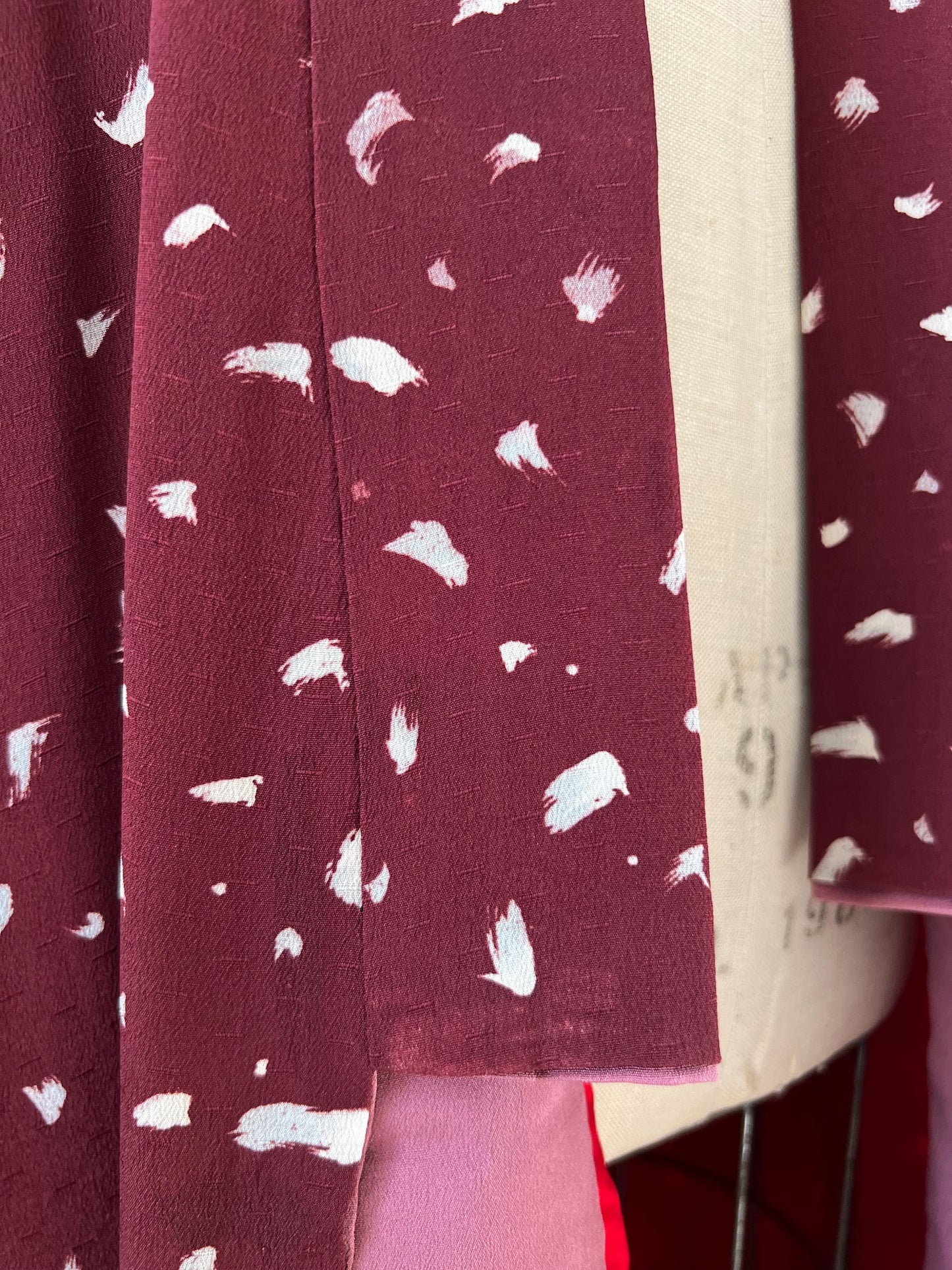 Antique Burgundy Silk Kimono