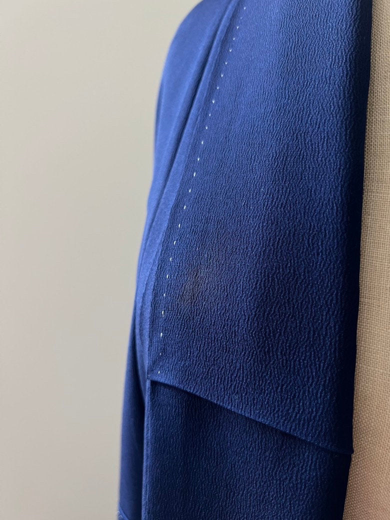 Antique 1930s Japanese silk Irotomesode kimono | Navy | Embroidery