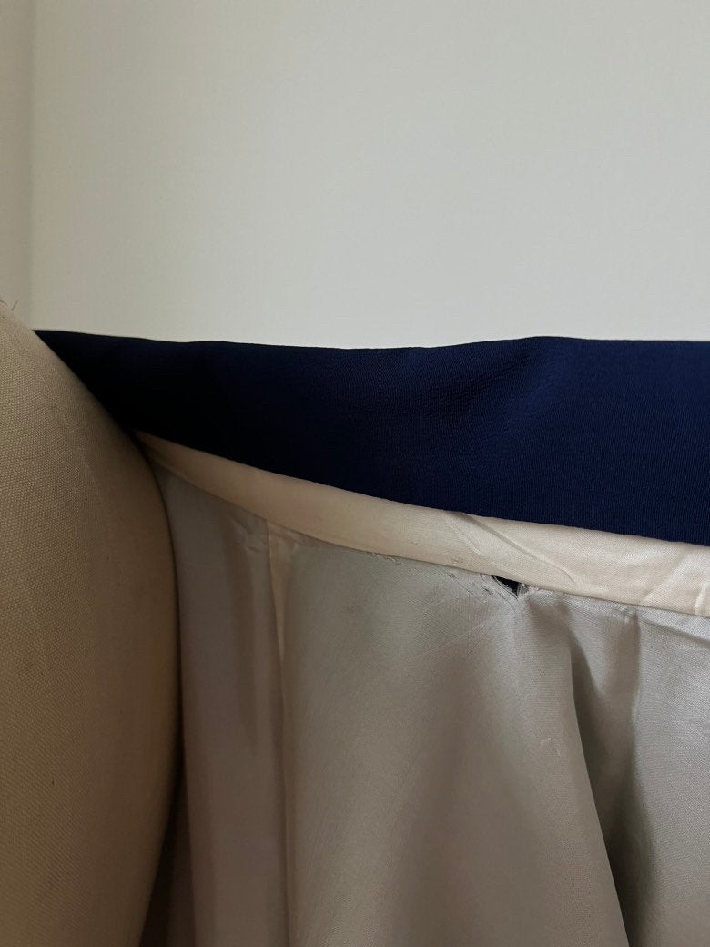 Antique 1930s Japanese silk Irotomesode kimono | Navy | Embroidery