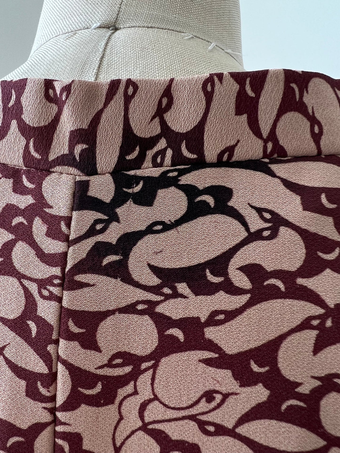 Vintage 1950s Japanese silk Michiyuki | Pink beige , burgundy & black