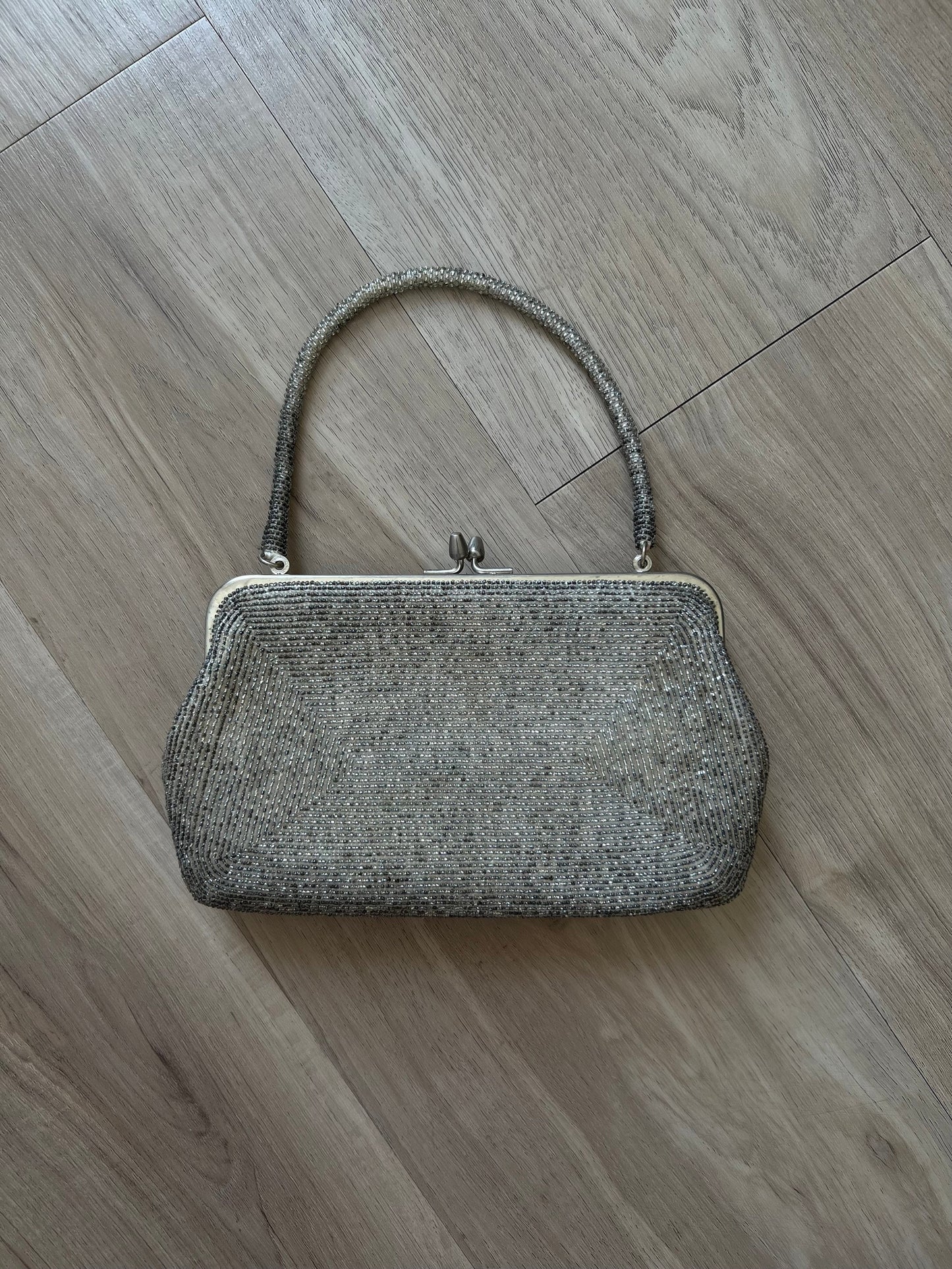 Vintage Silver Beaded Bag