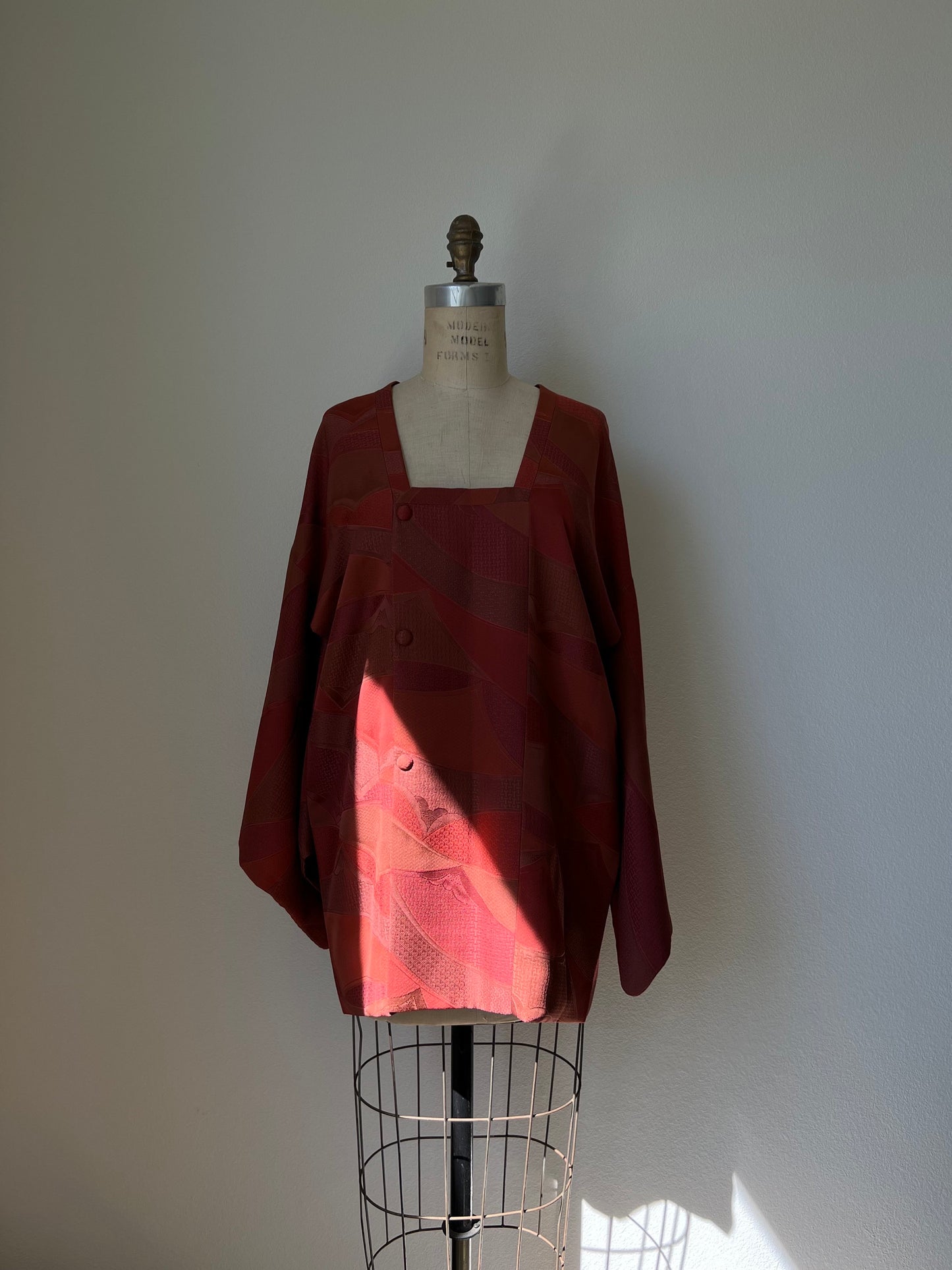 Vintage Japanese Silk Michiyuki | Kimono Jacket | Dusty Pink, Peach & Orange