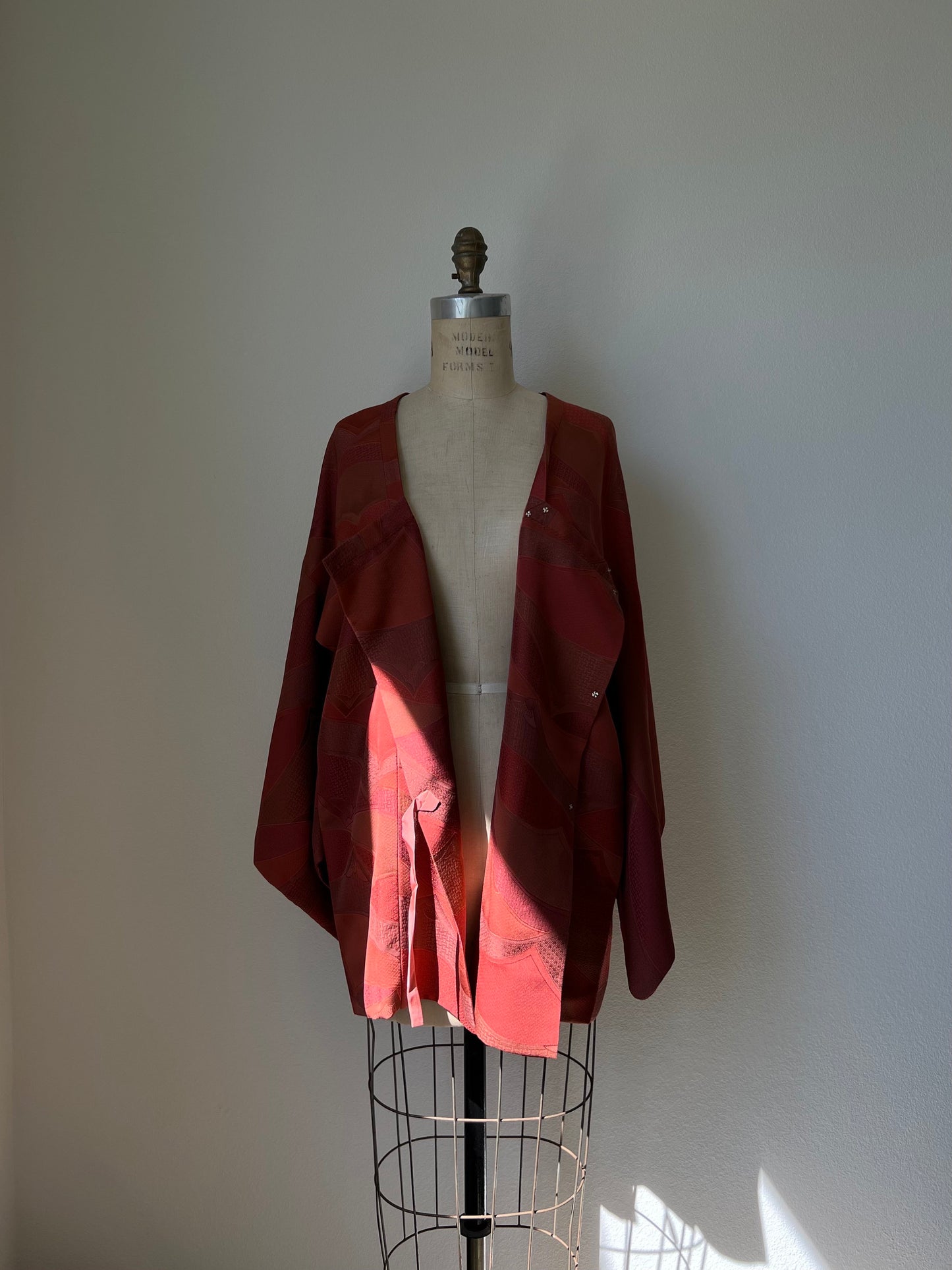 Vintage Japanese Silk Michiyuki | Kimono Jacket | Dusty Pink, Peach & Orange