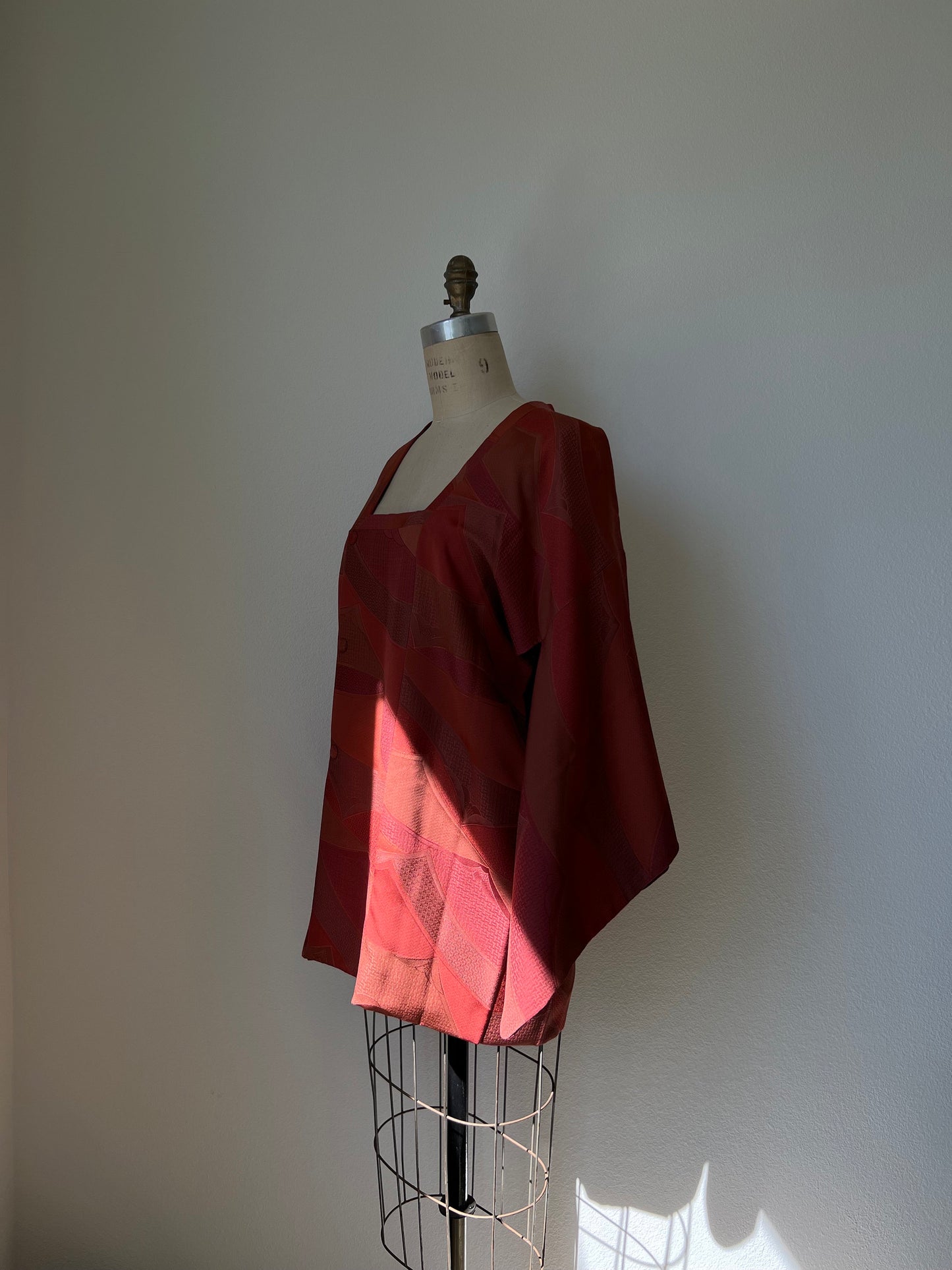 Vintage Japanese Silk Michiyuki | Kimono Jacket | Dusty Pink, Peach & Orange