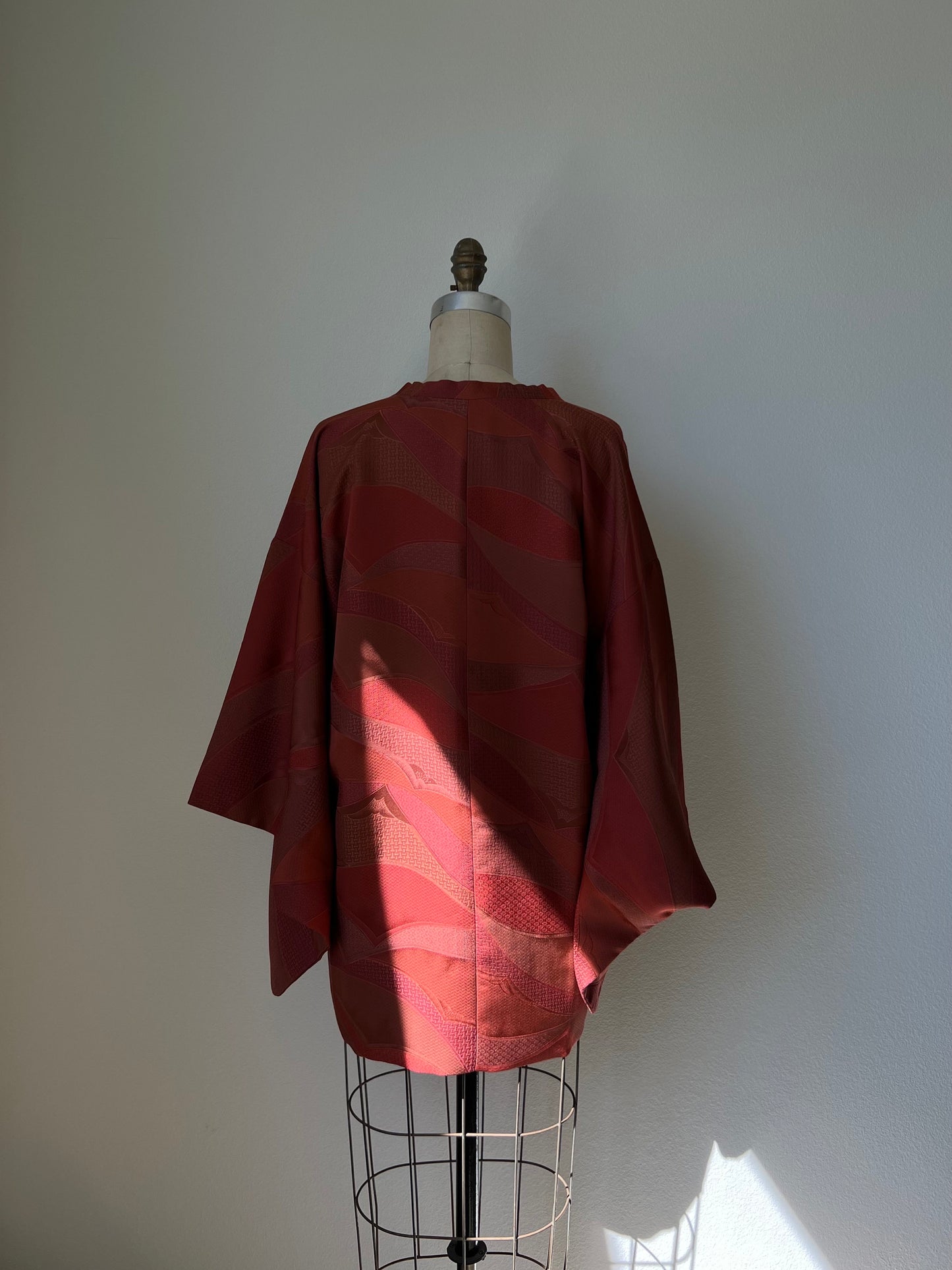 Vintage Japanese Silk Michiyuki | Kimono Jacket | Dusty Pink, Peach & Orange