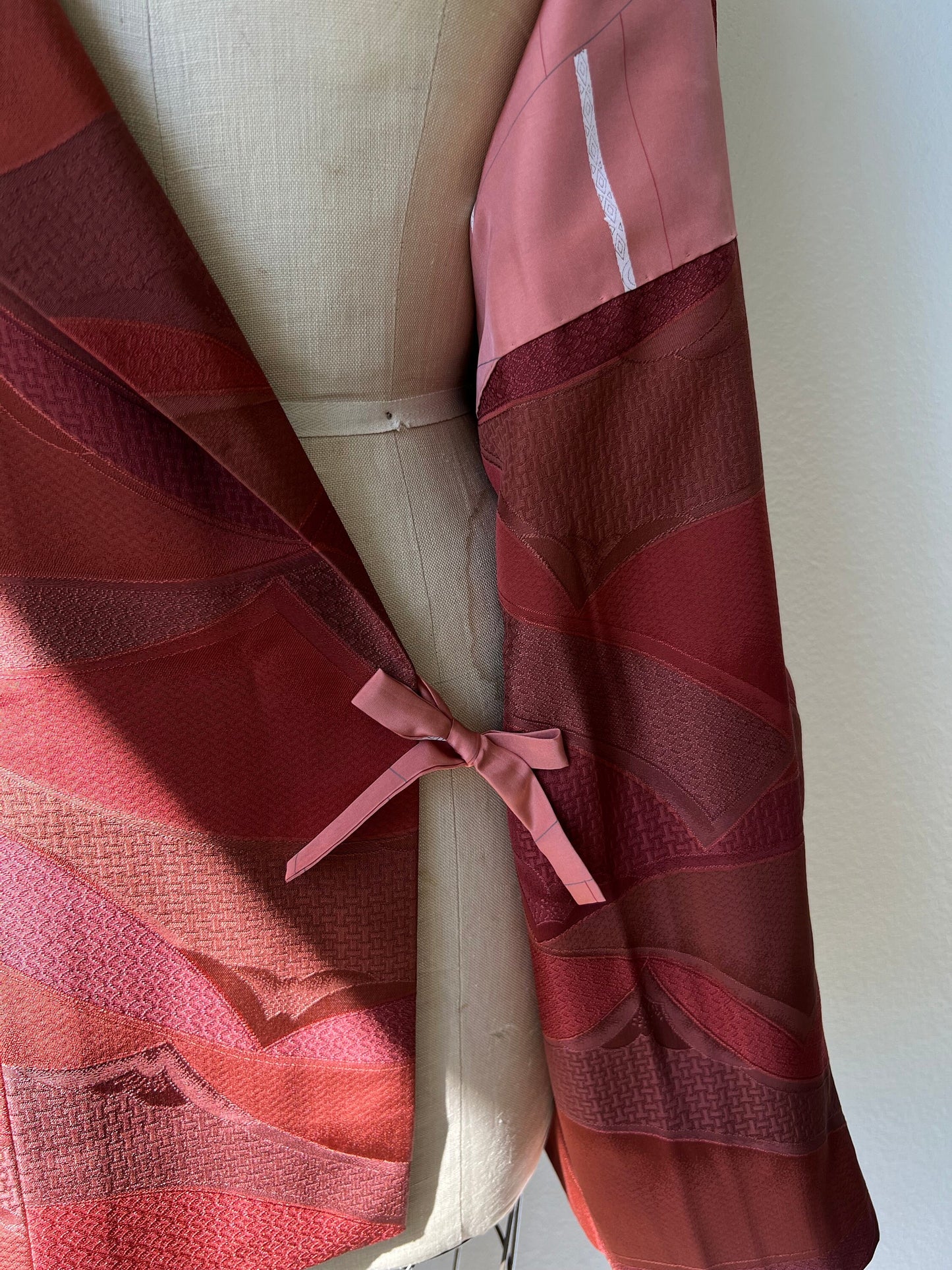 Vintage Japanese Silk Michiyuki | Kimono Jacket | Dusty Pink, Peach & Orange
