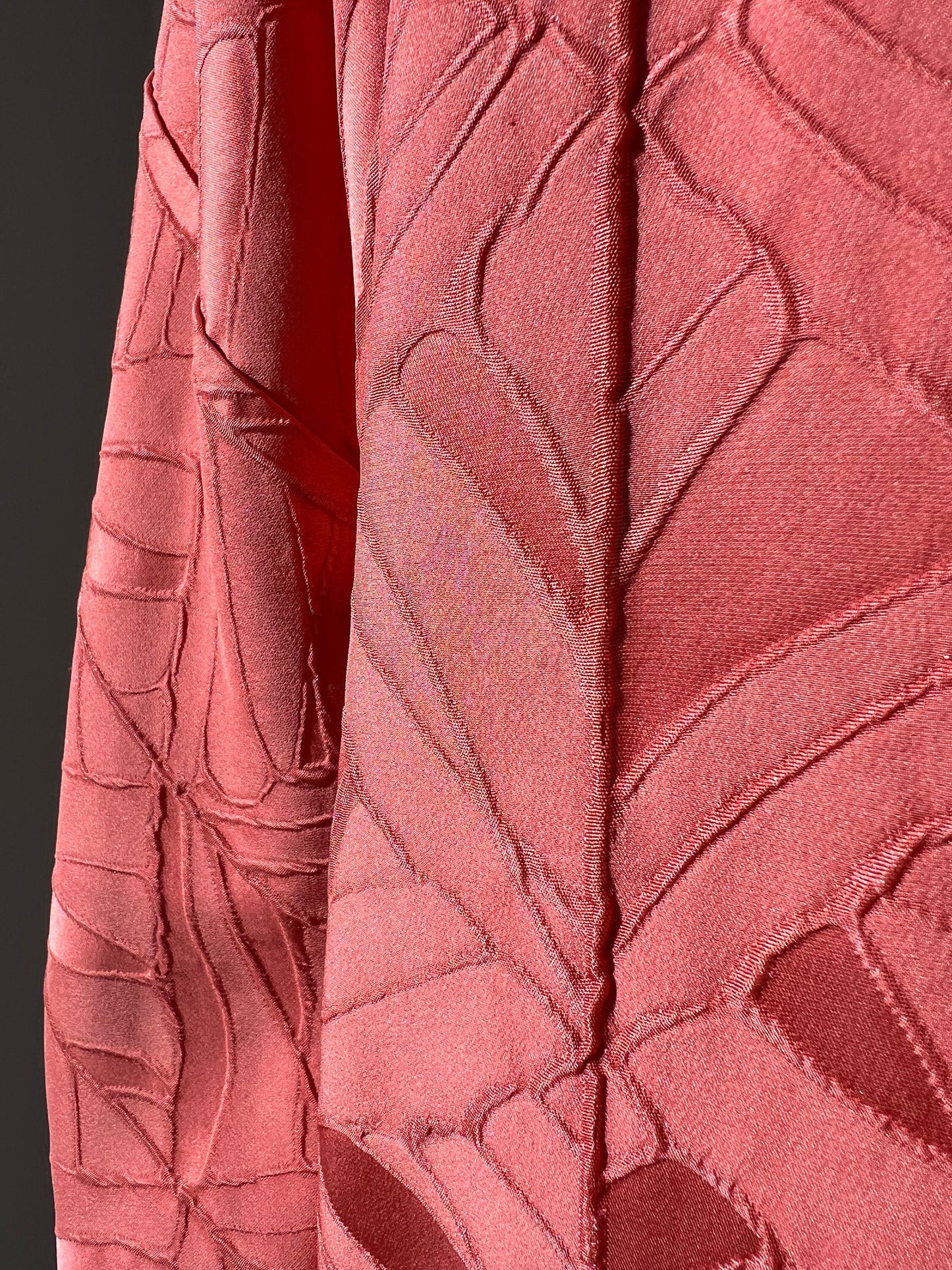 Vintage salmon pink kimono close up