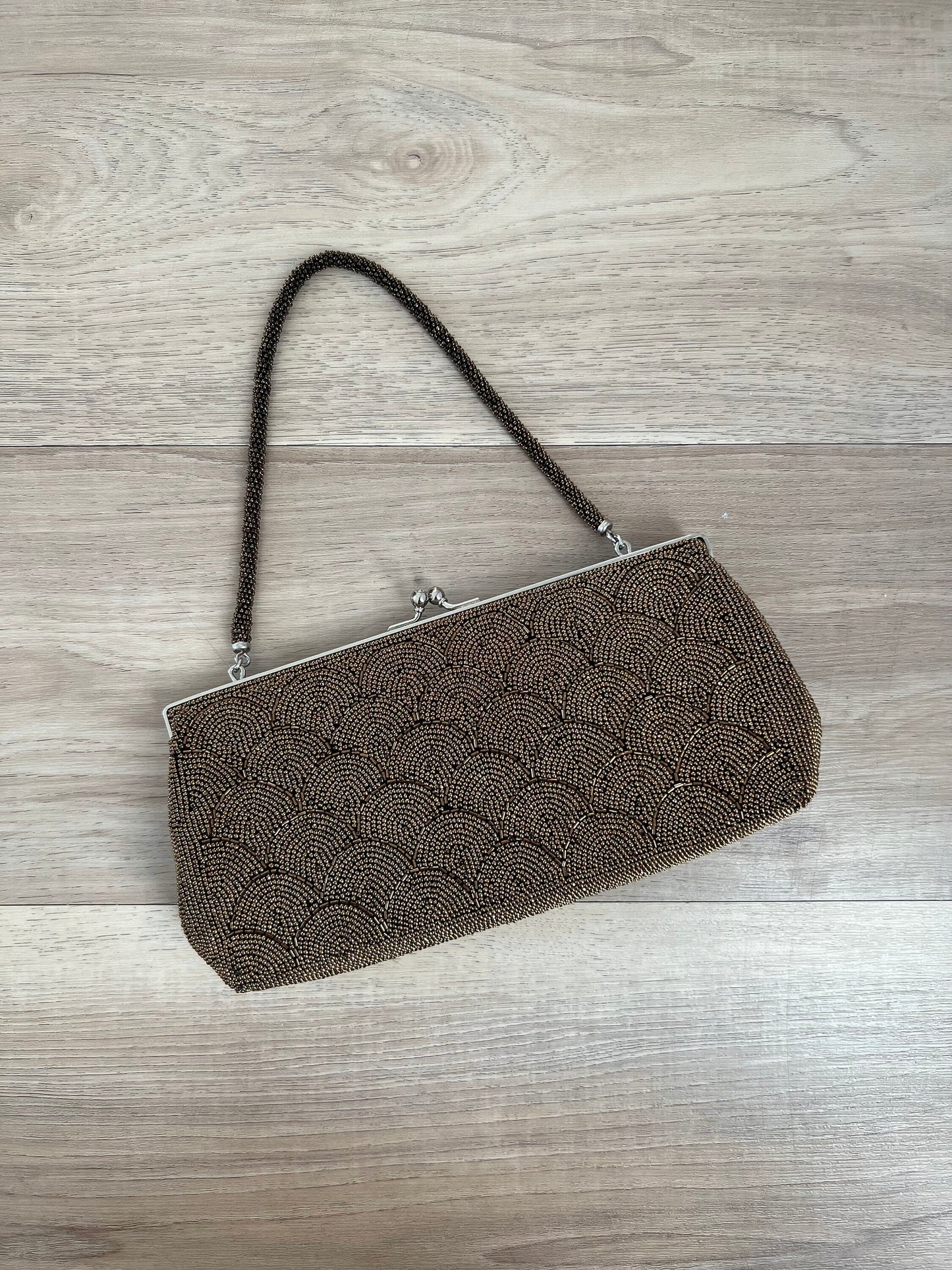 Vintage Japanese Bronze Beaded Bag