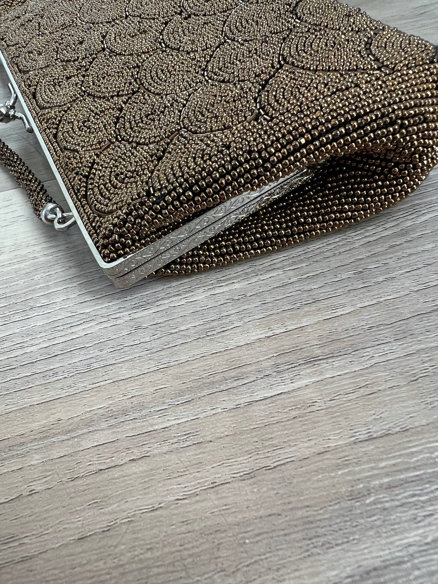Vintage Japanese Bronze Beaded Bag