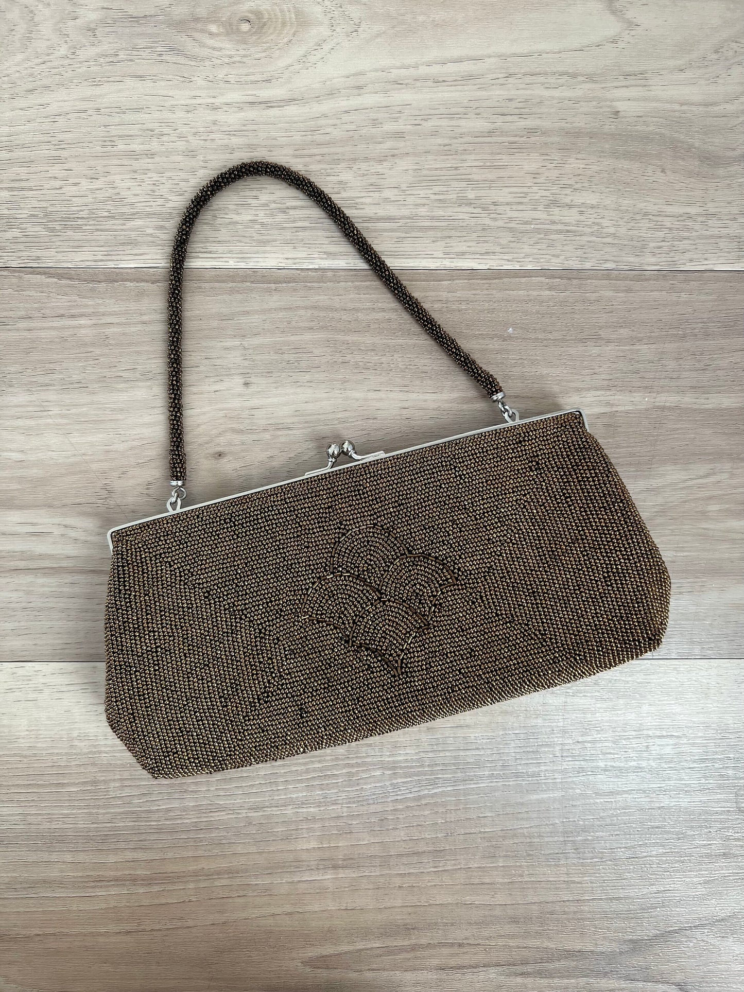 Vintage Japanese Bronze Beaded Bag