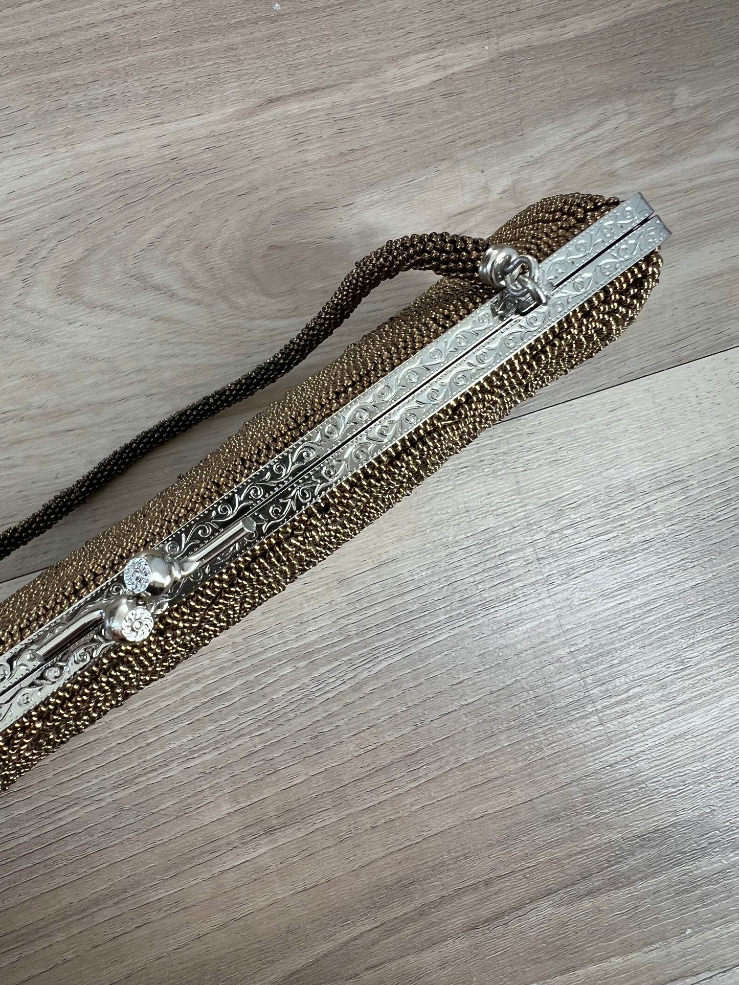 Vintage Japanese Bronze Beaded Bag
