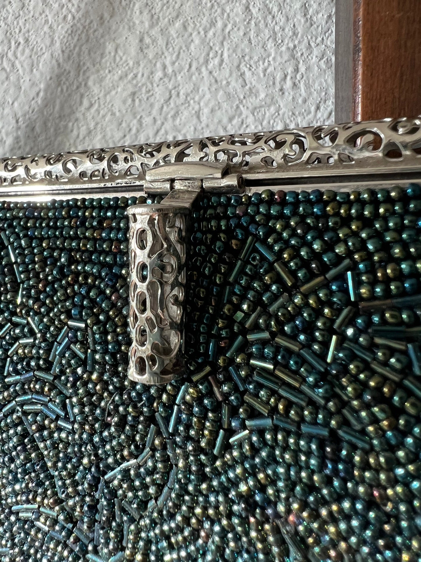 Vintage Japanese Green Beaded Bag
