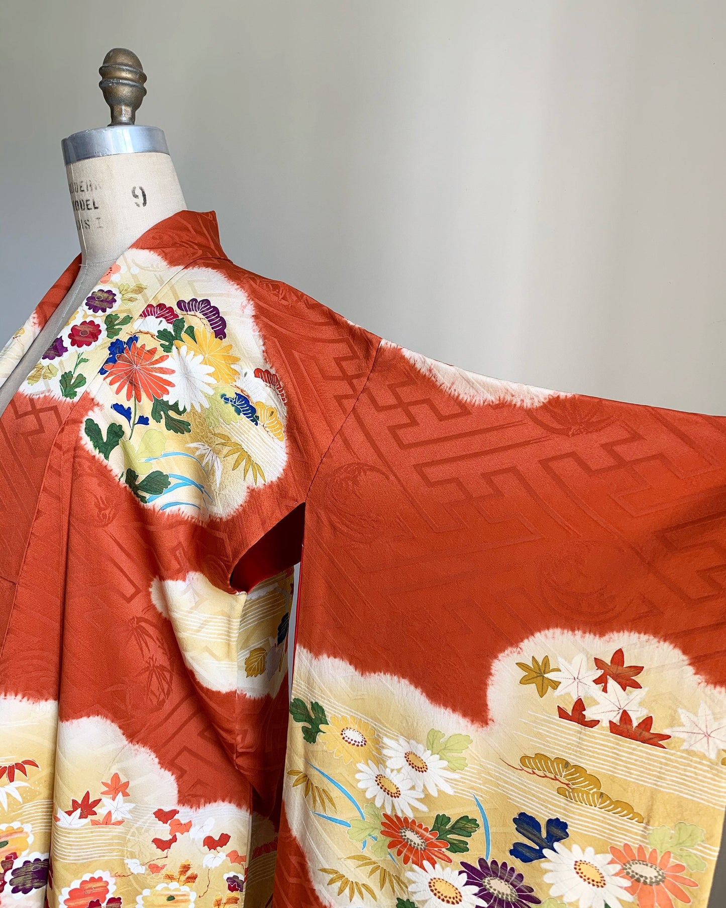 Rare Antique Shibori & Embroidery Furisode Kimono