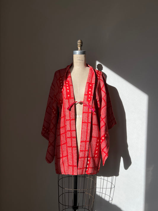 Antique kimono jacket (red tie dye)