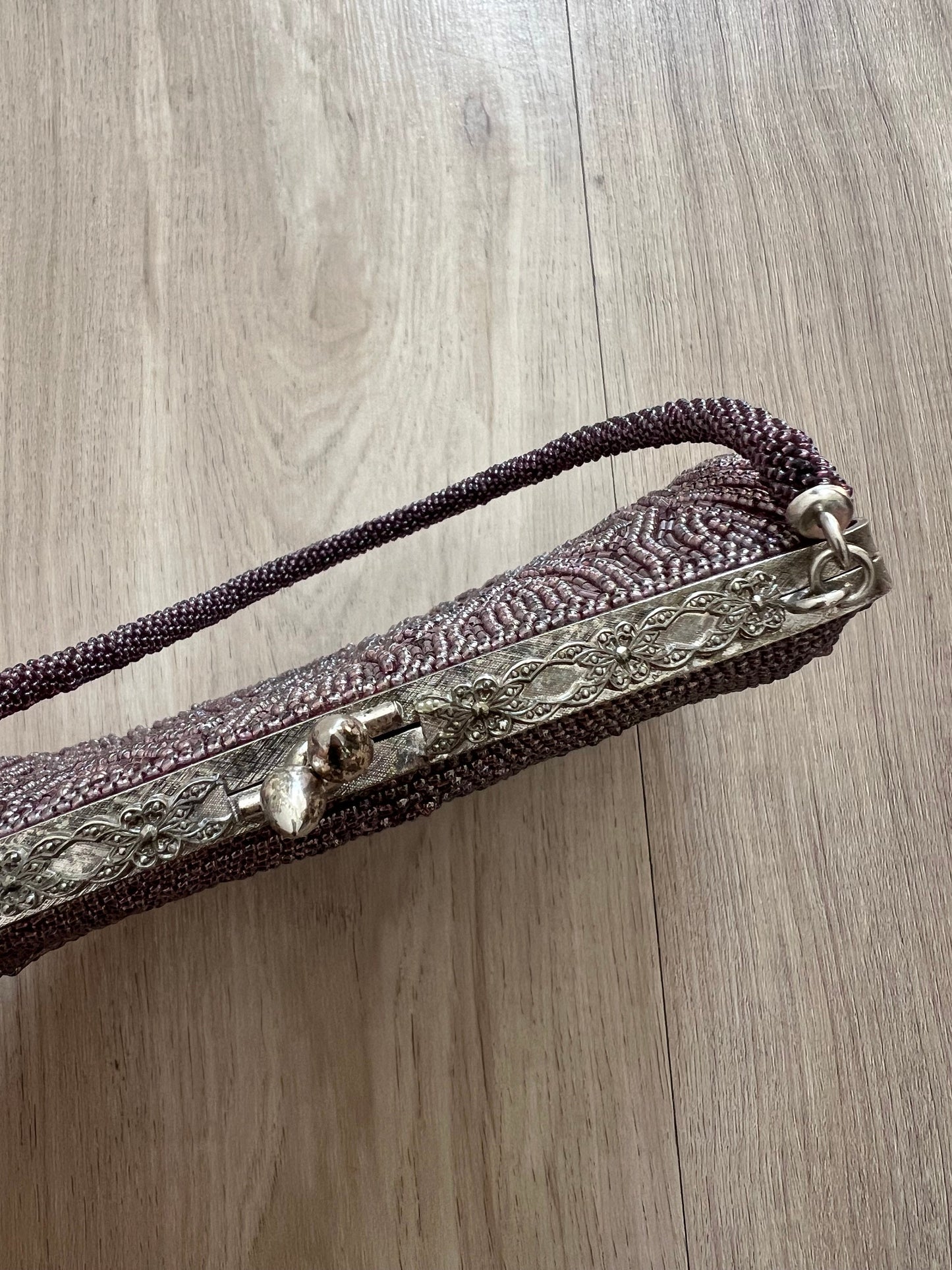 Antique Japanese Purple Beaded Bag