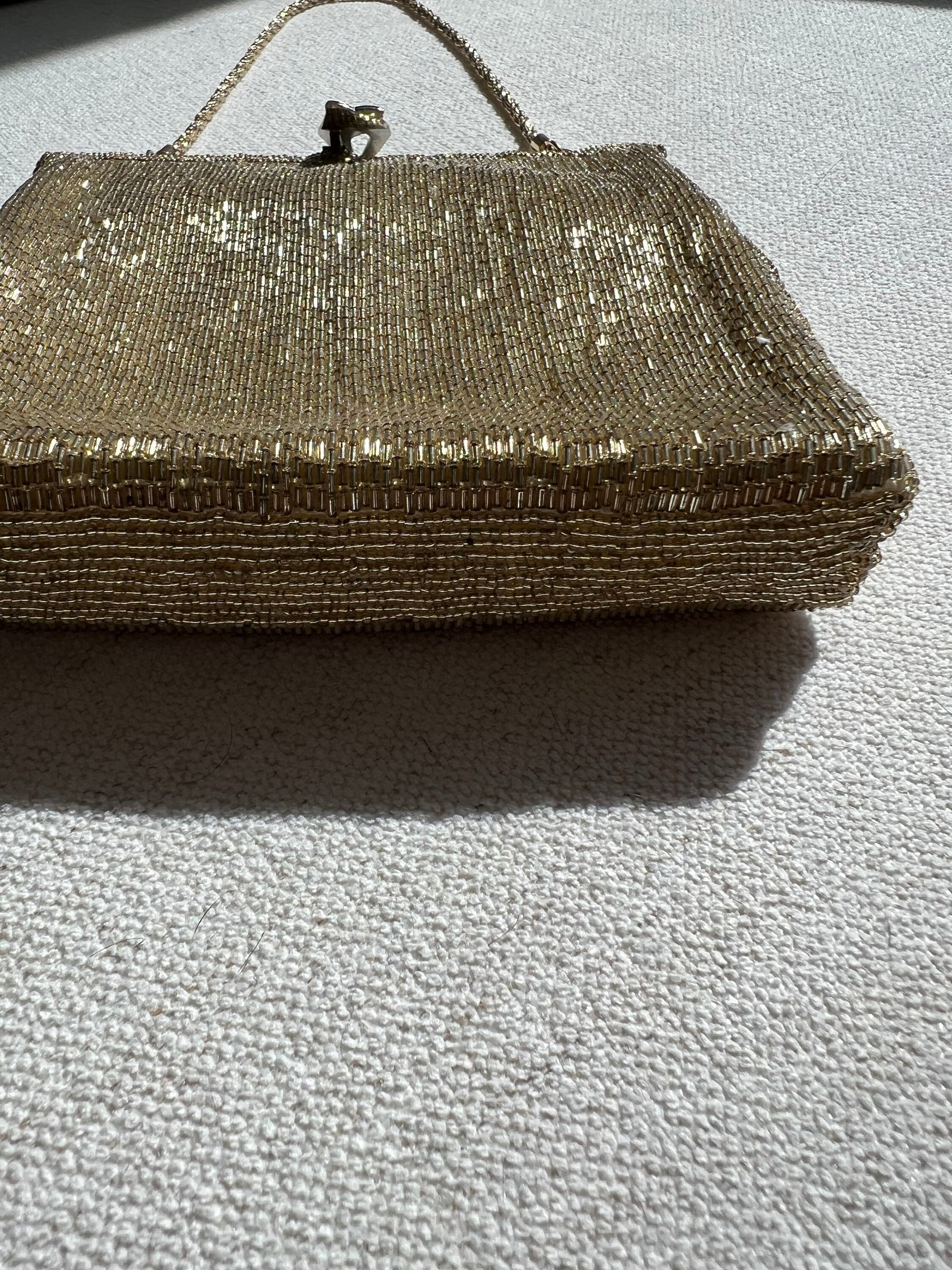 Vintage Japanese Gold Beaded Bag