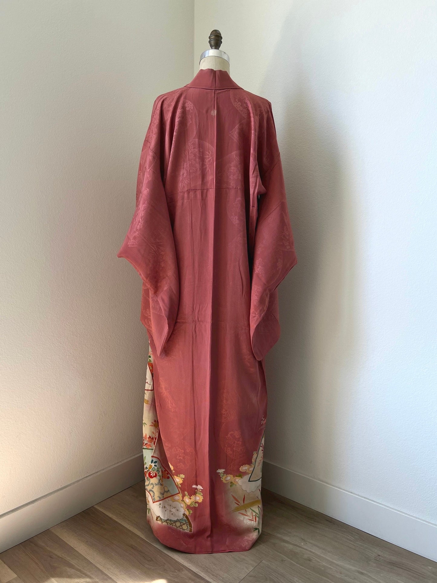 Antique Dusty Rose Silk Irotomesode Kimono