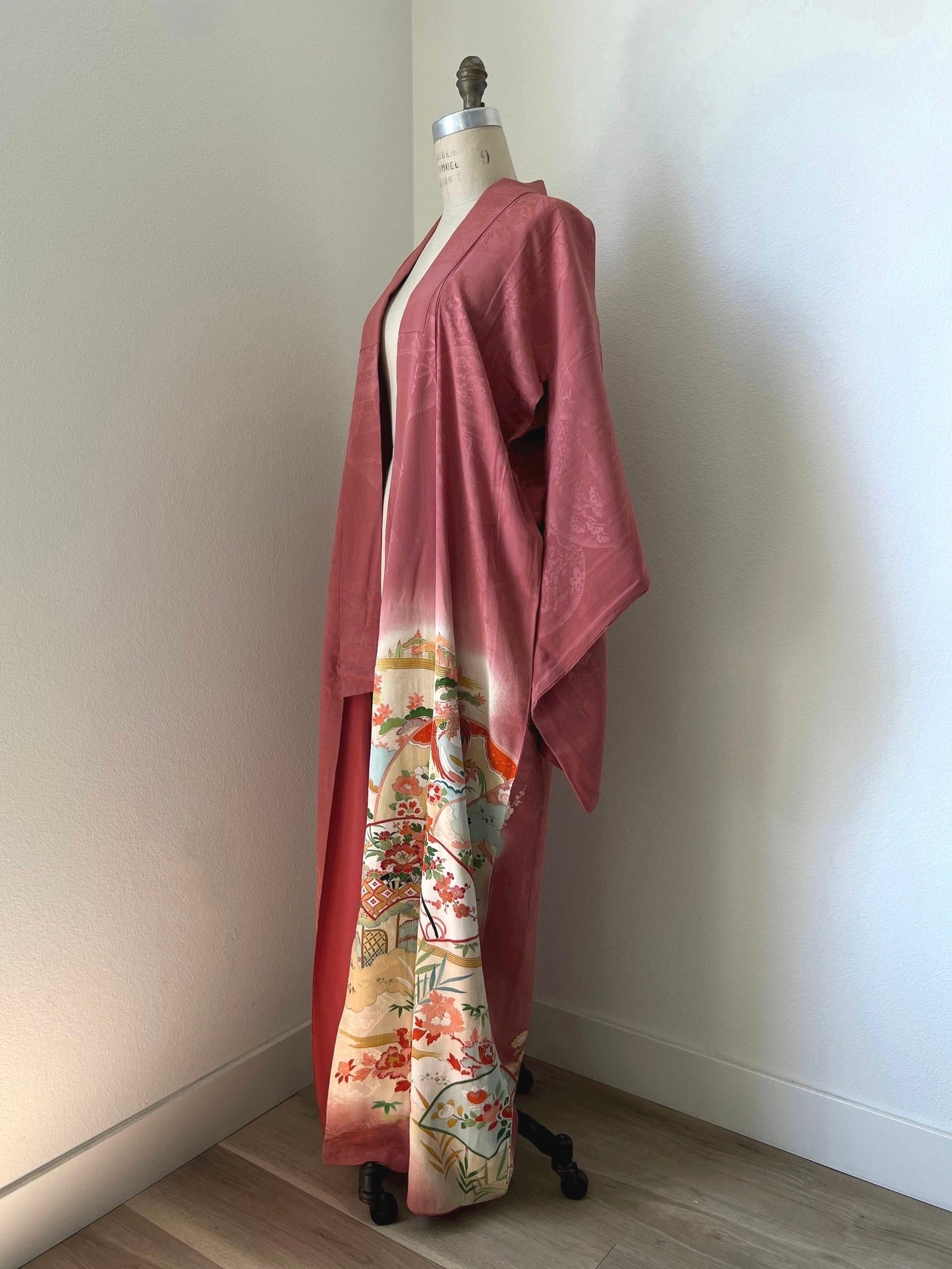 Antique Dusty Rose Silk Irotomesode Kimono