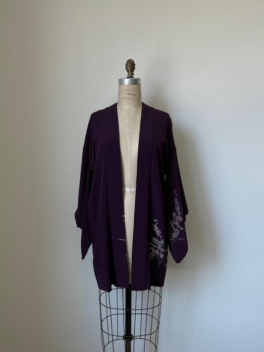 Antique Eggplant Silk Haori