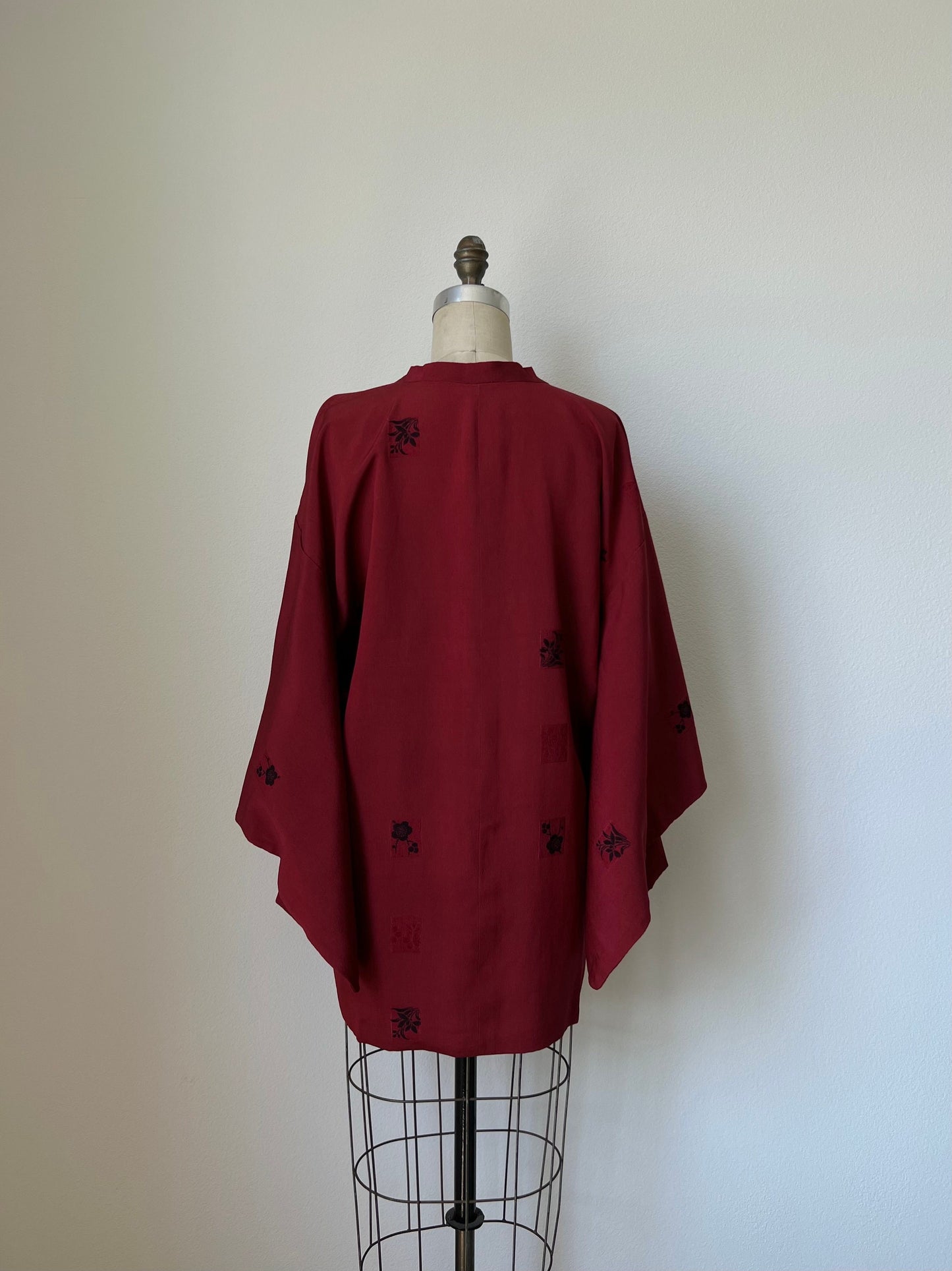 Vintage Dark Red Silk Michiyuki