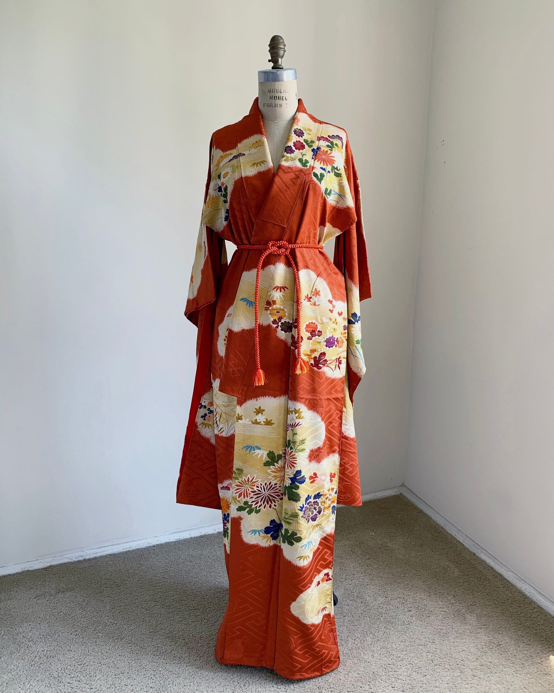 Rare Antique Shibori & Embroidery Furisode Kimono