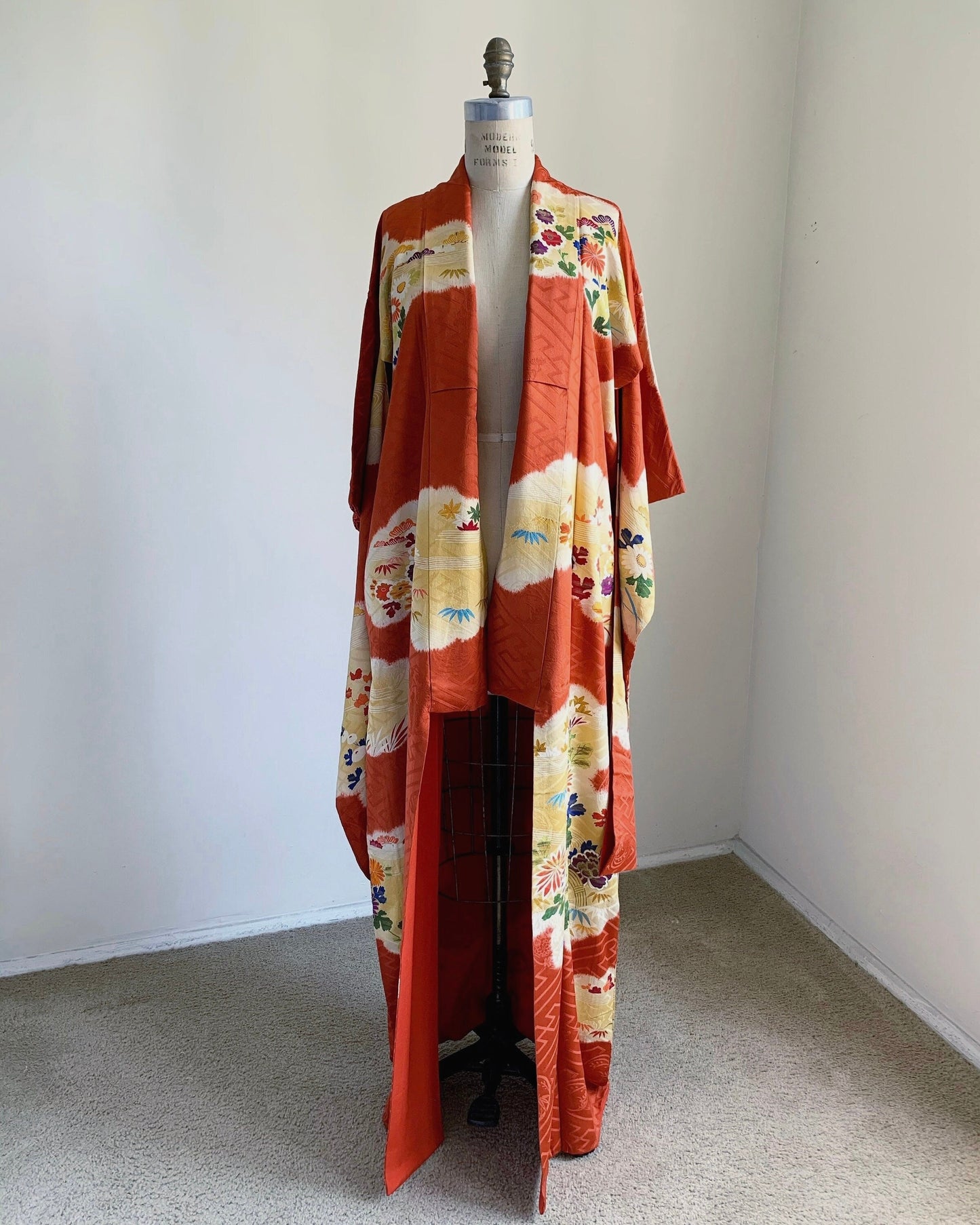 Rare Antique Shibori & Embroidery Furisode Kimono