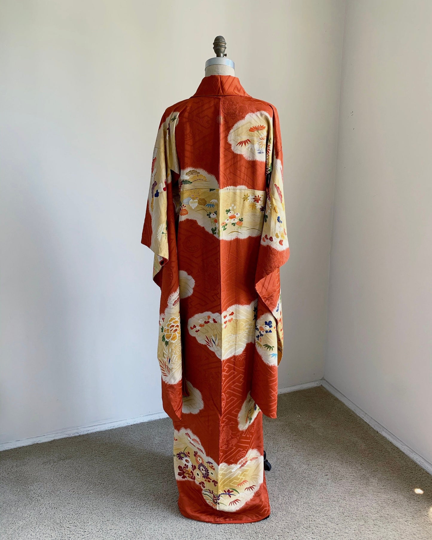 Rare Antique Shibori & Embroidery Furisode Kimono