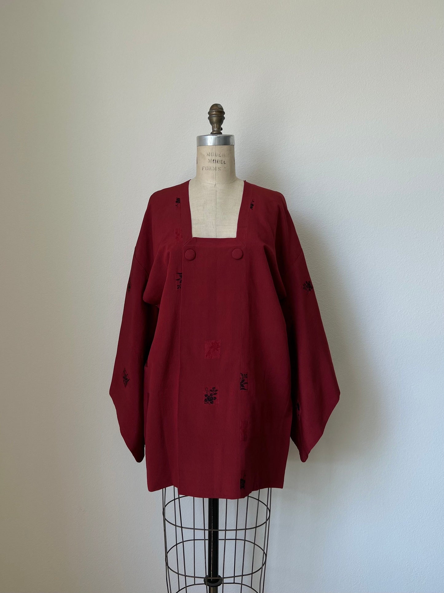 Vintage Dark Red Silk Michiyuki