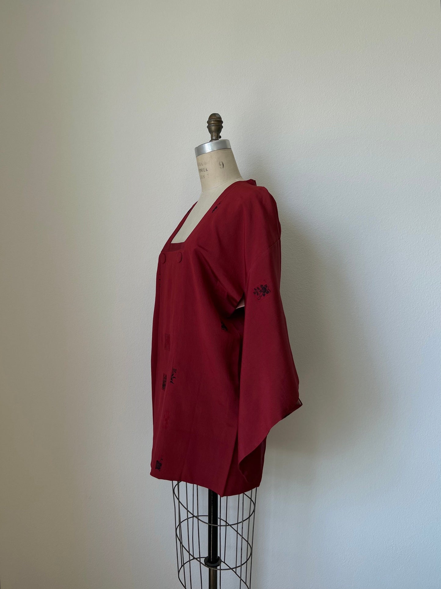 Vintage Dark Red Silk Michiyuki