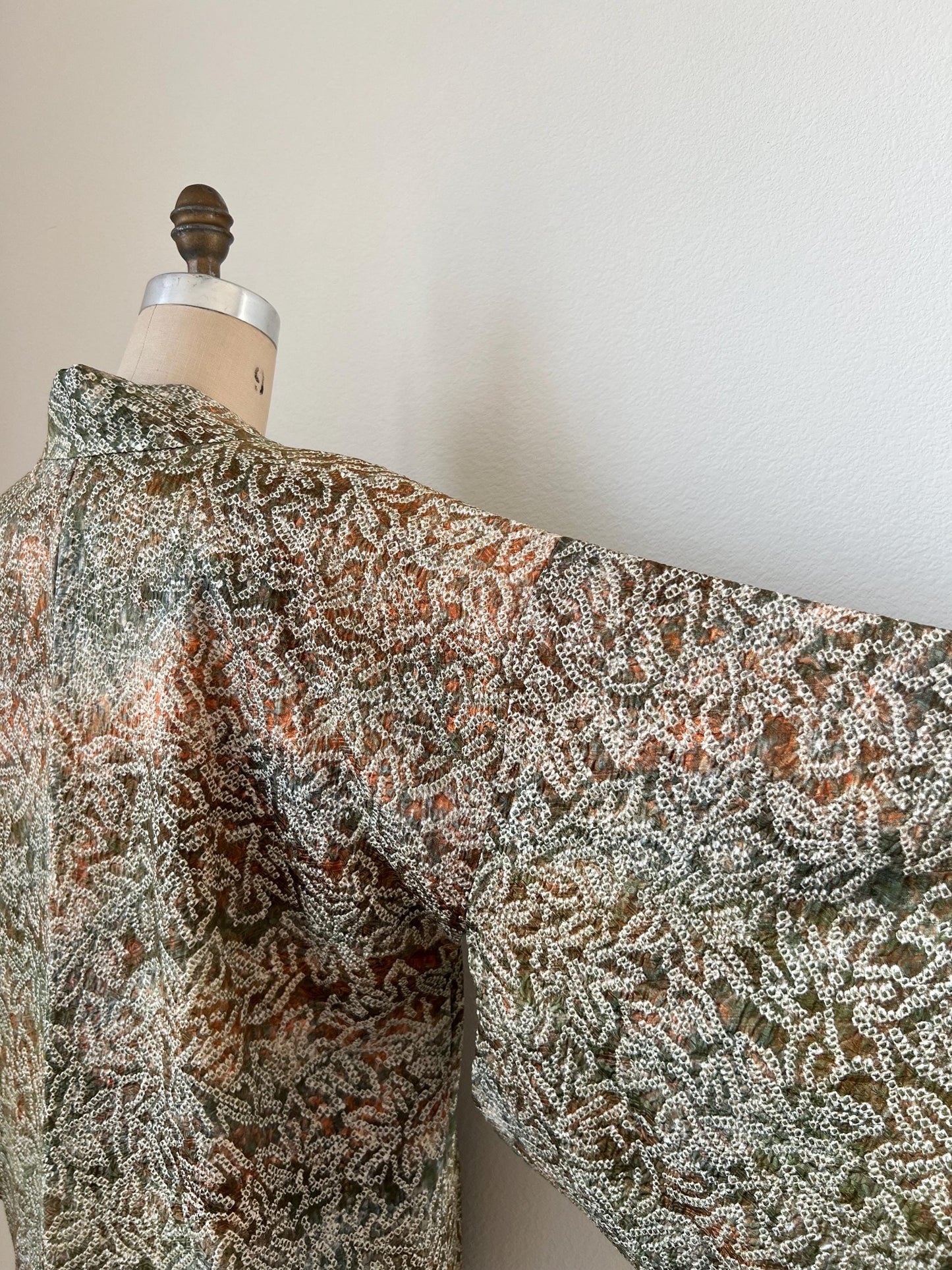 Antique Green & Orange Silk Shibori Haori