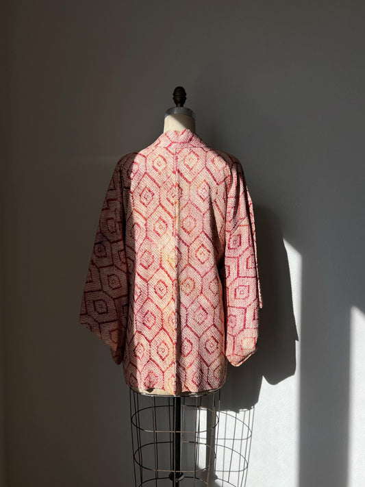 Antique Brick & Orange Silk Shibori Haori