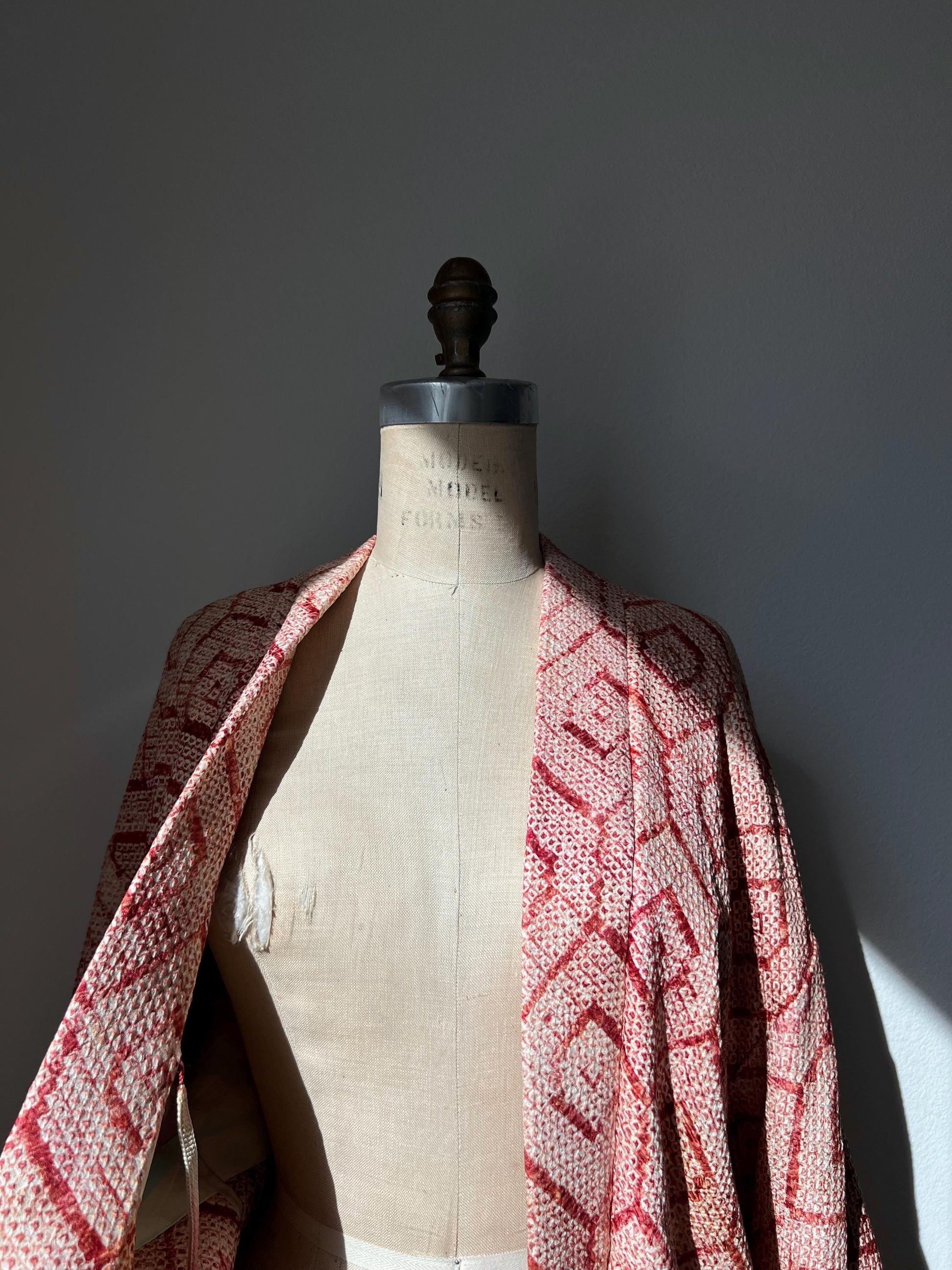 Antique Brick & Orange Silk Shibori Haori