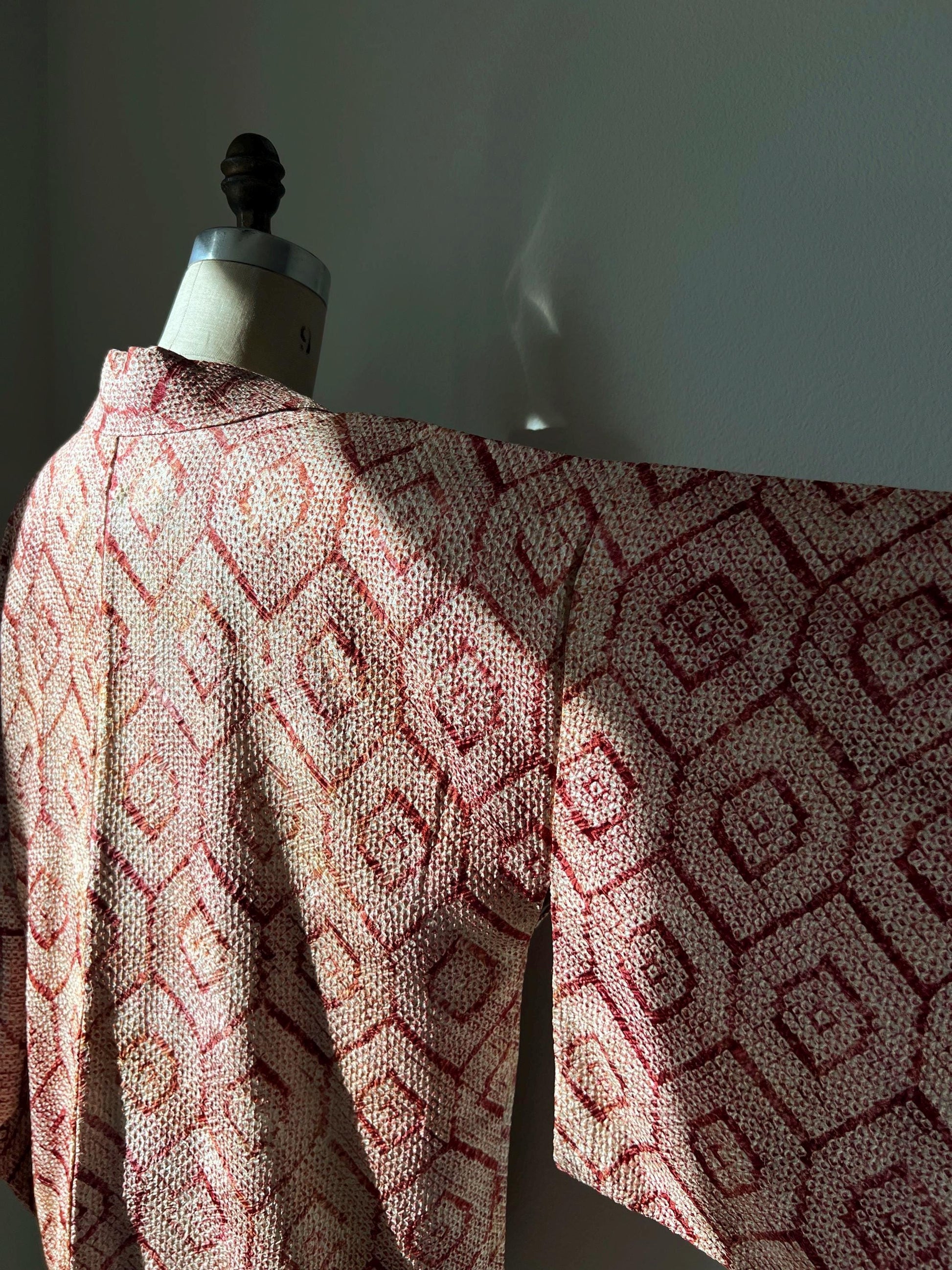 Antique Brick & Orange Silk Shibori Haori