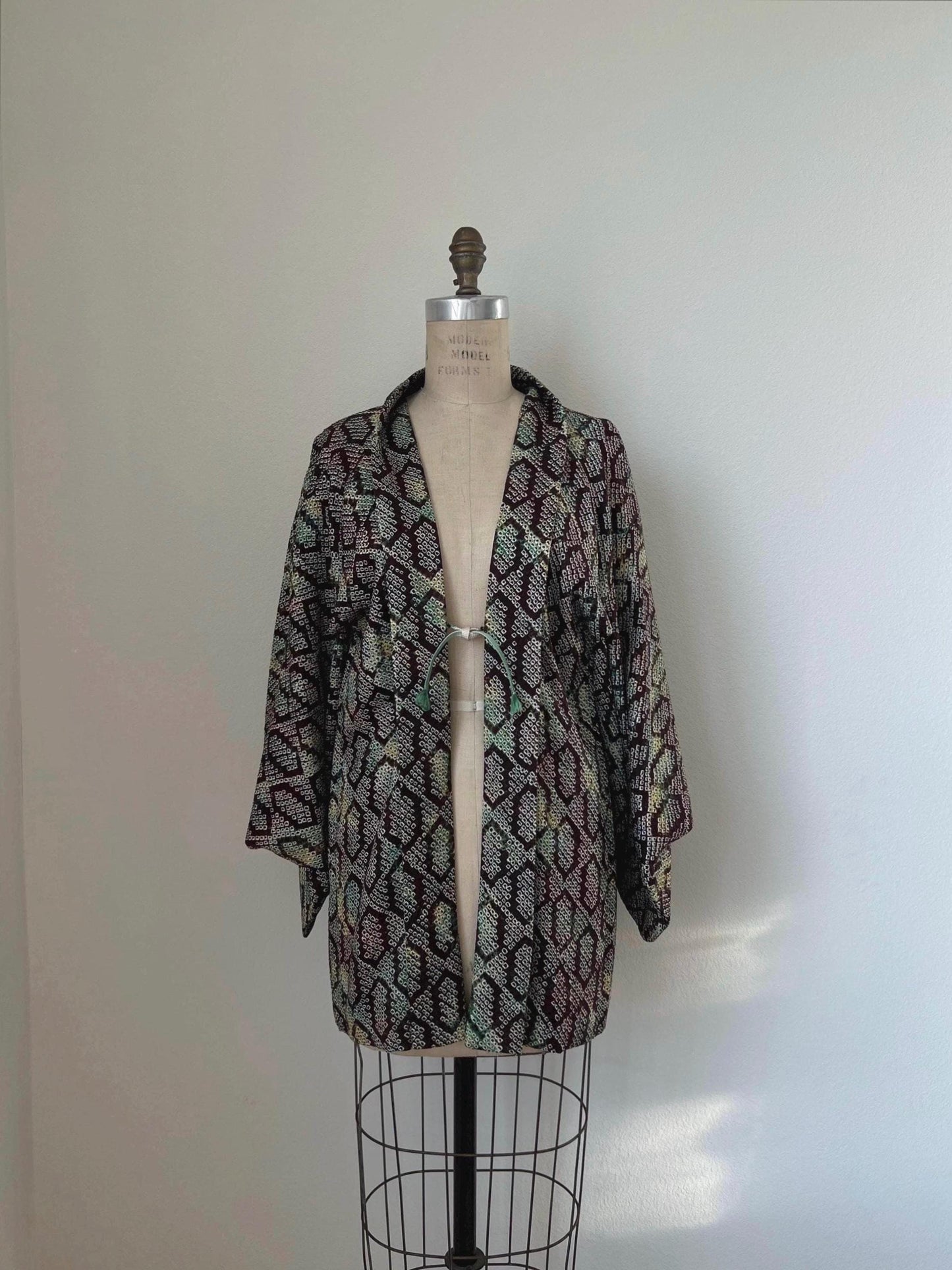 Antique Brown & Green Silk Shibori Haori